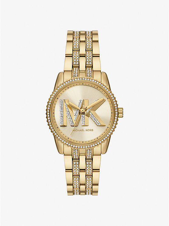 Michael Kors Bryant Mini Gold-Tone Watch with Inlaid Logo MK7540