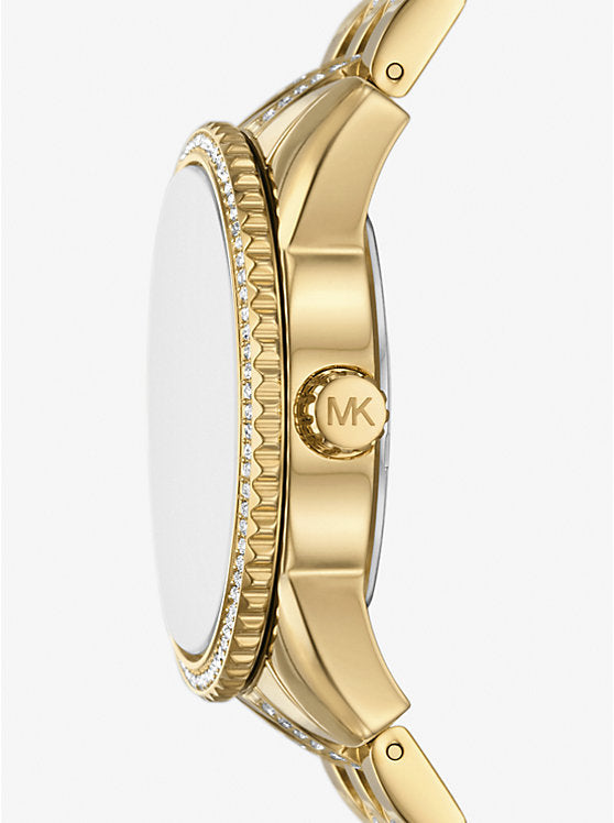 Michael Kors Bryant Mini Gold-Tone Watch with Inlaid Logo MK7540
