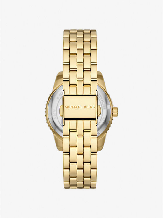Michael Kors Bryant Mini Gold-Tone Watch with Inlaid Logo MK7540