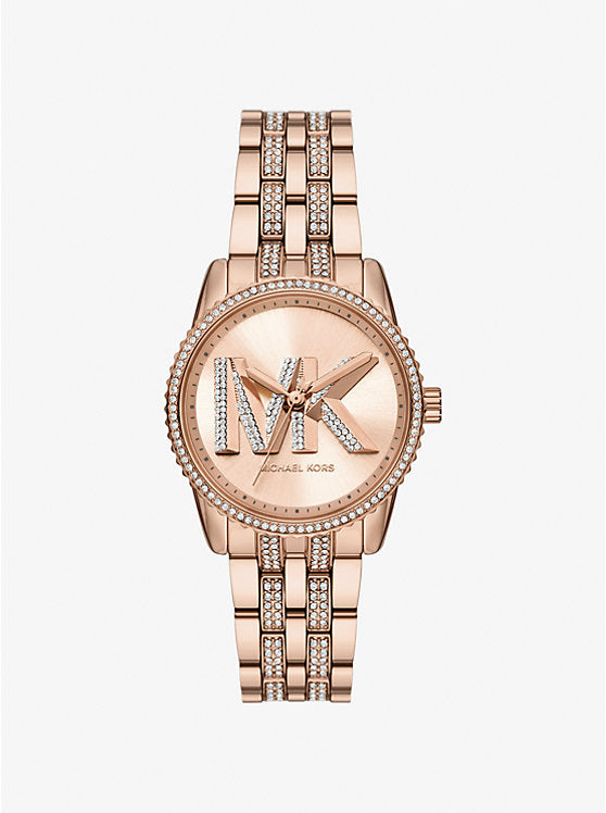 Michael Kors Bryant Mini Rose Gold-Tone Watch with Inlaid Logo MK7541