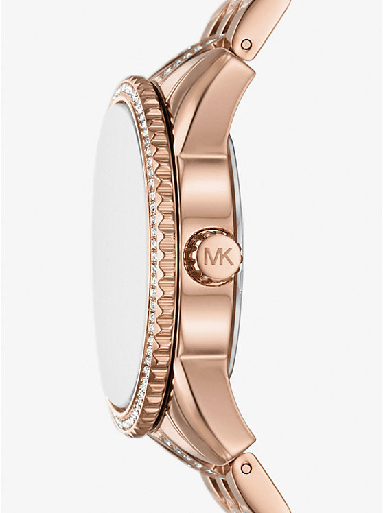 Michael Kors Bryant Mini Rose Gold-Tone Watch with Inlaid Logo MK7541