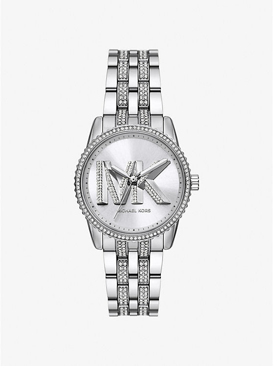 Michael Kors Bryant Mini Silver-Tone Watch with Inlaid Logo MK7542