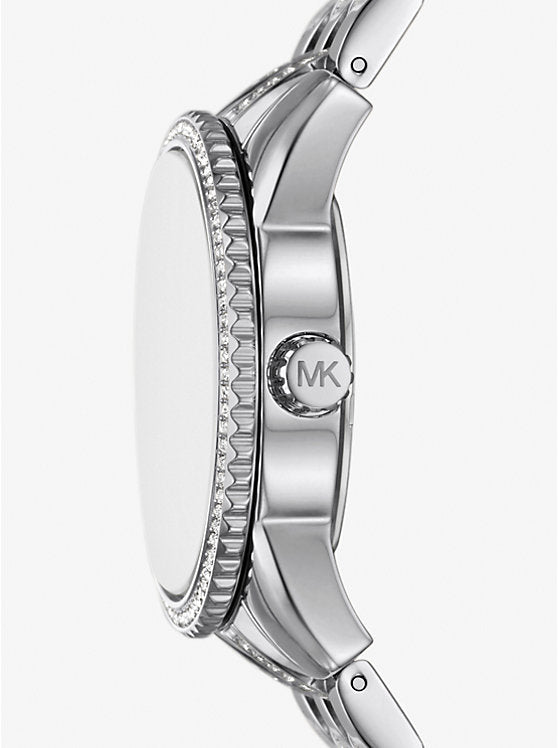 Michael Kors Bryant Mini Silver-Tone Watch with Inlaid Logo MK7542
