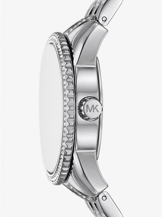Michael Kors Bryant Mini Silver-Tone Watch with Inlaid Logo MK7542