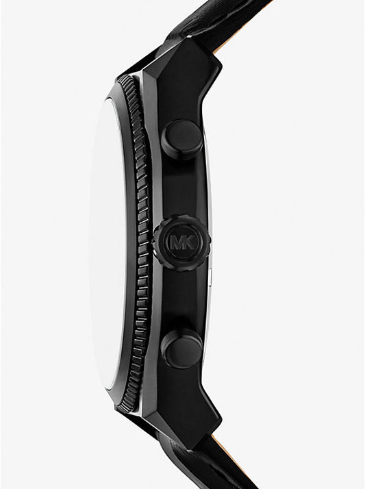 Michael Kors Reloj Panorama oversize en tono negro y piel con motivo de cocodrilo en relieve MK9201