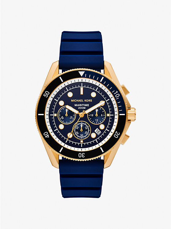 Michael Kors Oversized maritime watch in gold tone and silicone MK9205