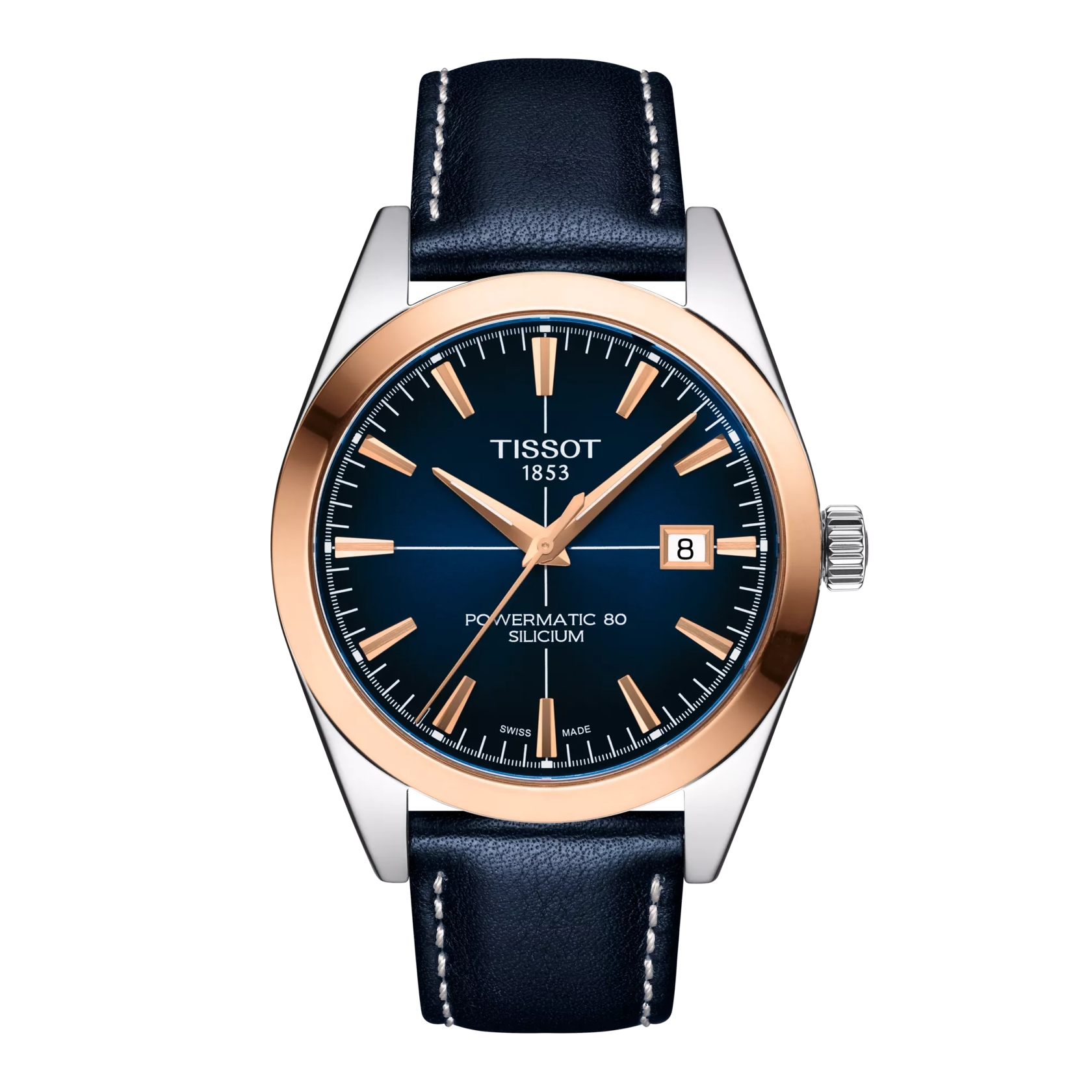 Tissot Gentleman Powermatic 80 Silicium Solid 18K Gold bezel T927.407.46.041.00