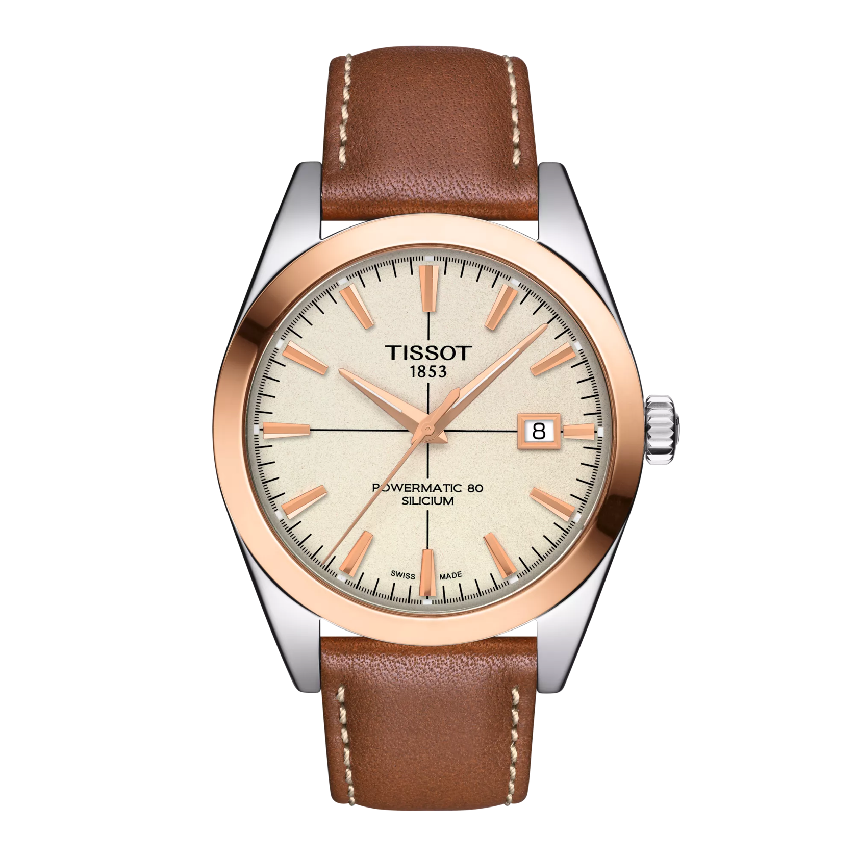 Tissot Gentleman Powermatic 80 Silicium Solid 18K Gold bezel T927.407.46.261.00