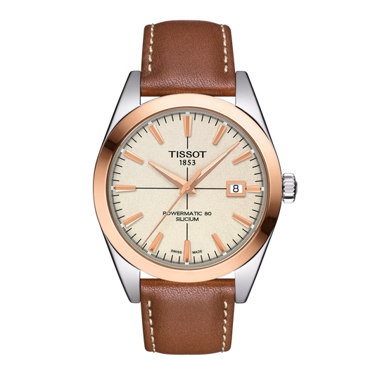 Tissot Gentleman Powermatic 80 Silicium Solid 18K Gold bezel T927.407.46.261.00