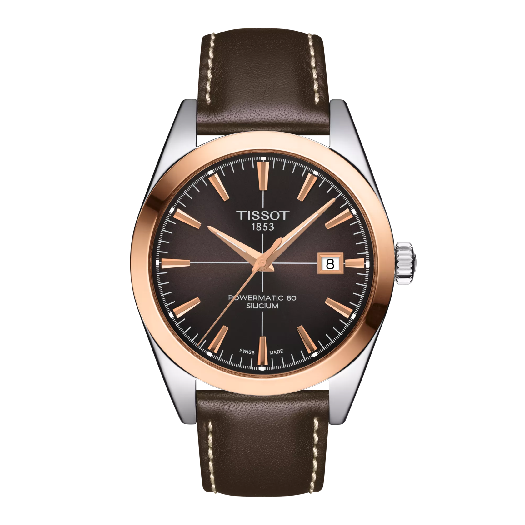 Tissot Gentleman Powermatic 80 Silicium Solid 18K Gold bezel T927.407.46.291.00