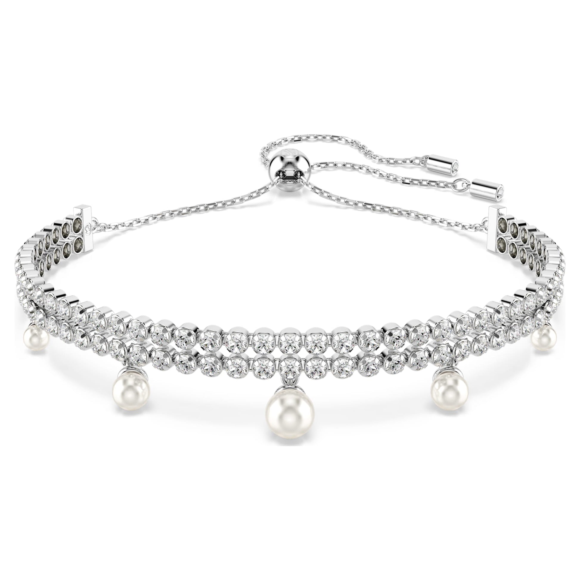 Swarovski Ariana Grande x Swarovski bracelet Crystal pearl, Round cut, White, Rhodium plated  5720870
