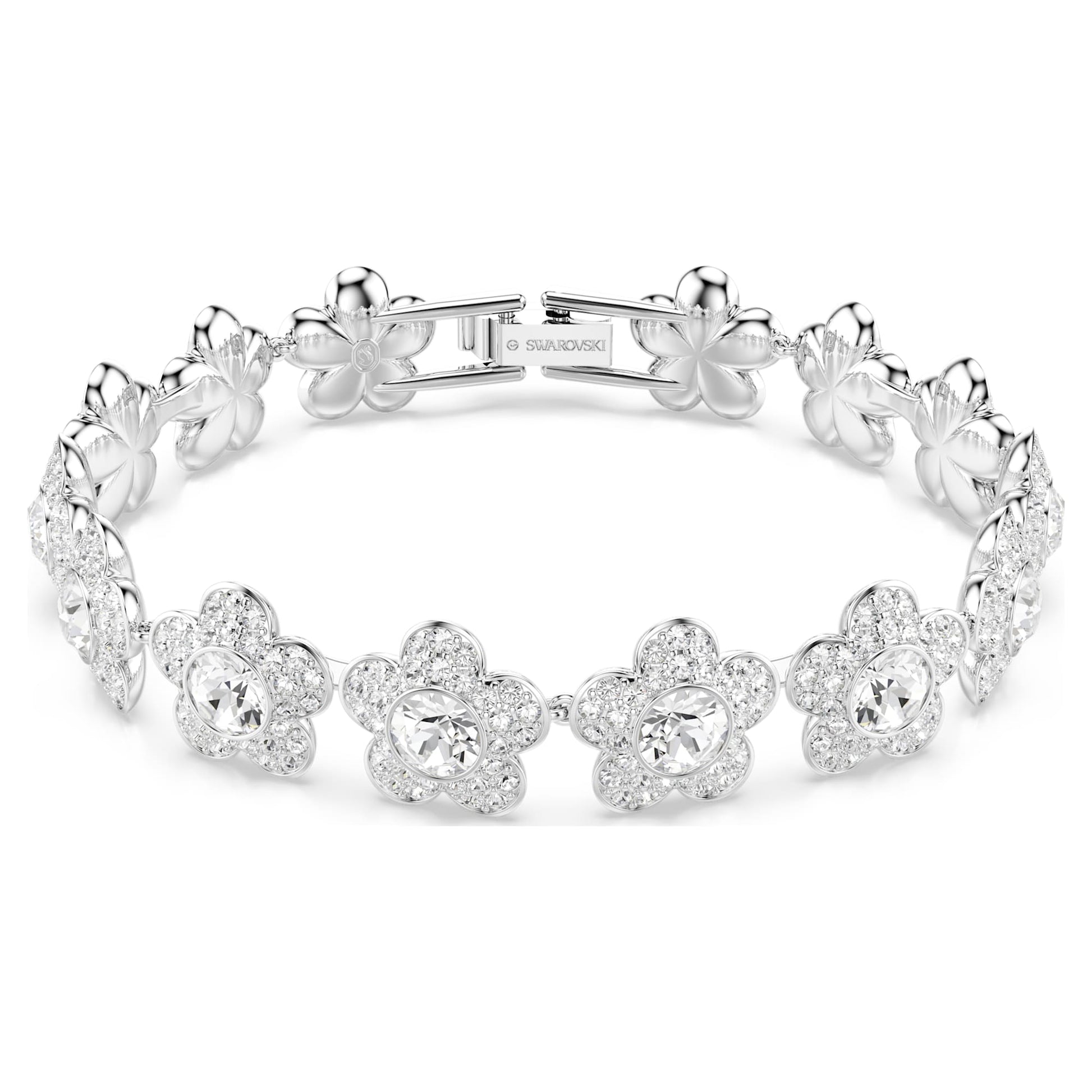 Swarovski Ariana Grande x Swarovski bracelet Round cut, Flower, White, Rhodium plated 5749182
