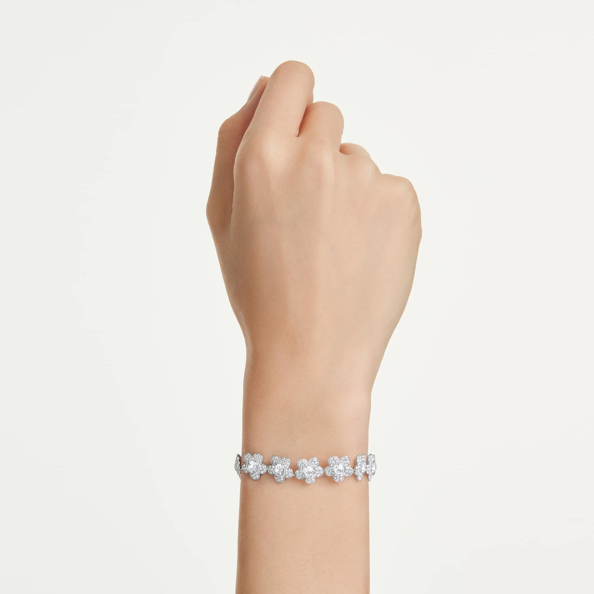 Swarovski Ariana Grande x Swarovski bracelet Round cut, Flower, White, Rhodium plated 5749182