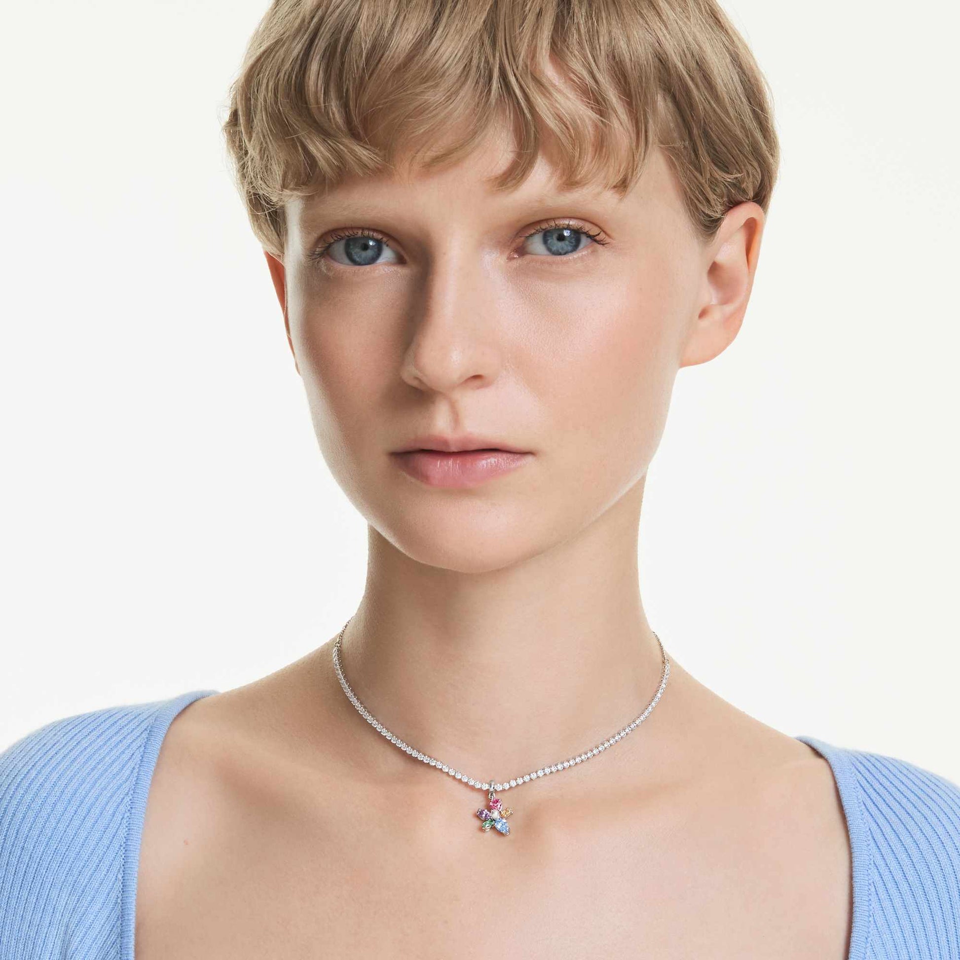Swarovski Ariana Grande x Swarovski choker Mixed cuts, Flower, Multicolored, Rhodium plated 5749189