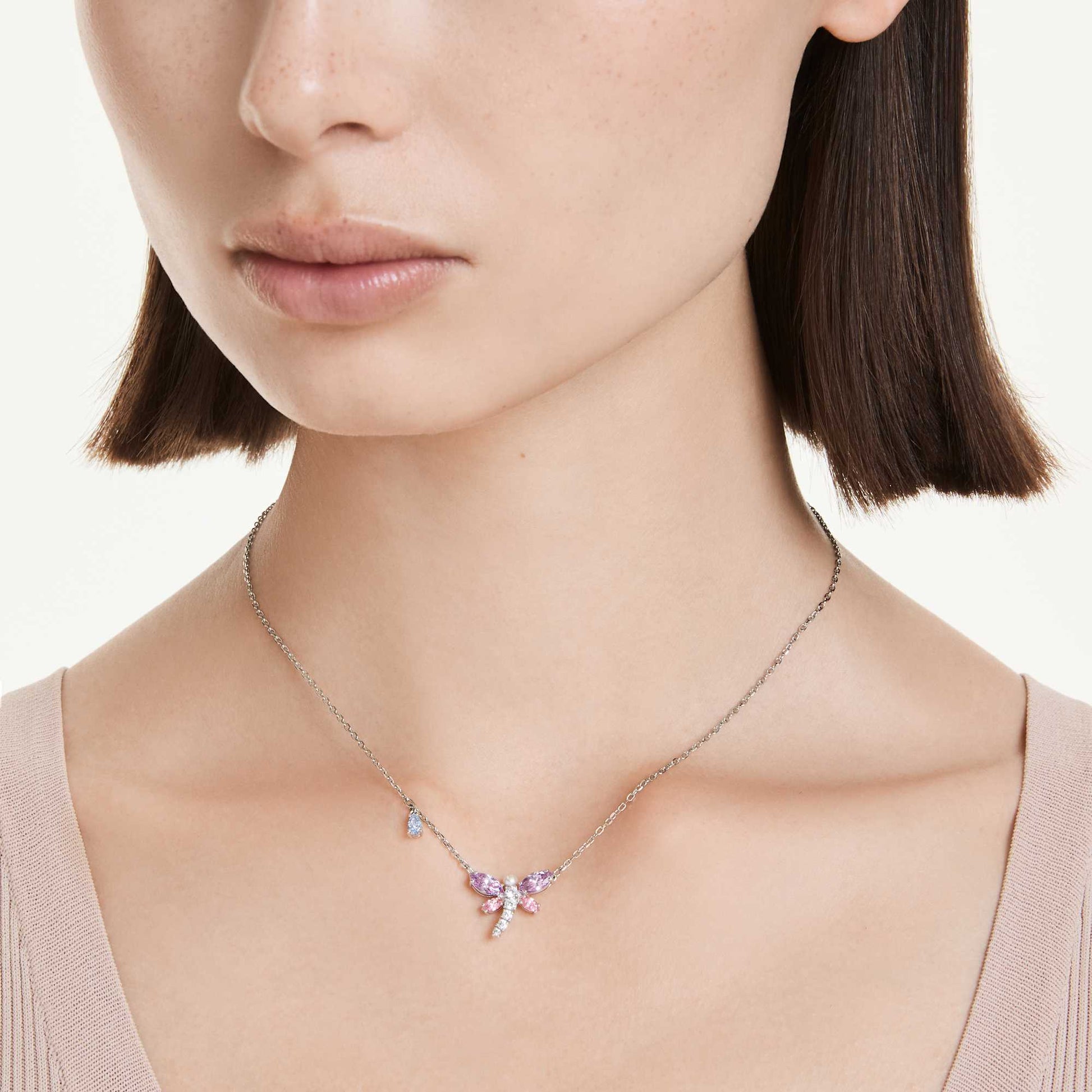 Swarovski Ariana Grande x Swarovski pendant Mixed cuts, Dragonfly, Multicolored, Rhodium plated 5737383