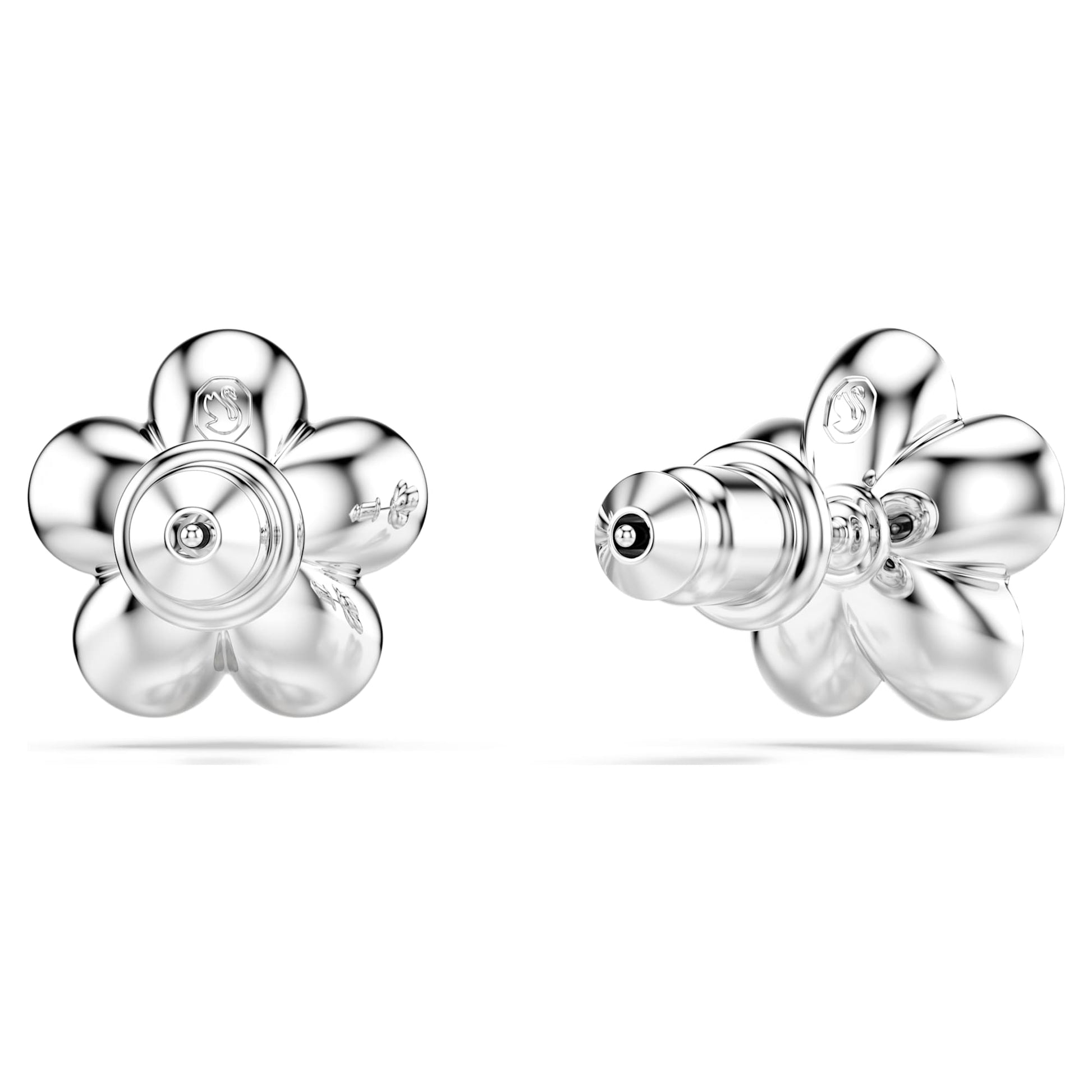 Swarovski Ariana Grande x Swarovski stud earrings Crystal Pearl, Round cut, Flower, White, Rhodium plated 5756098
