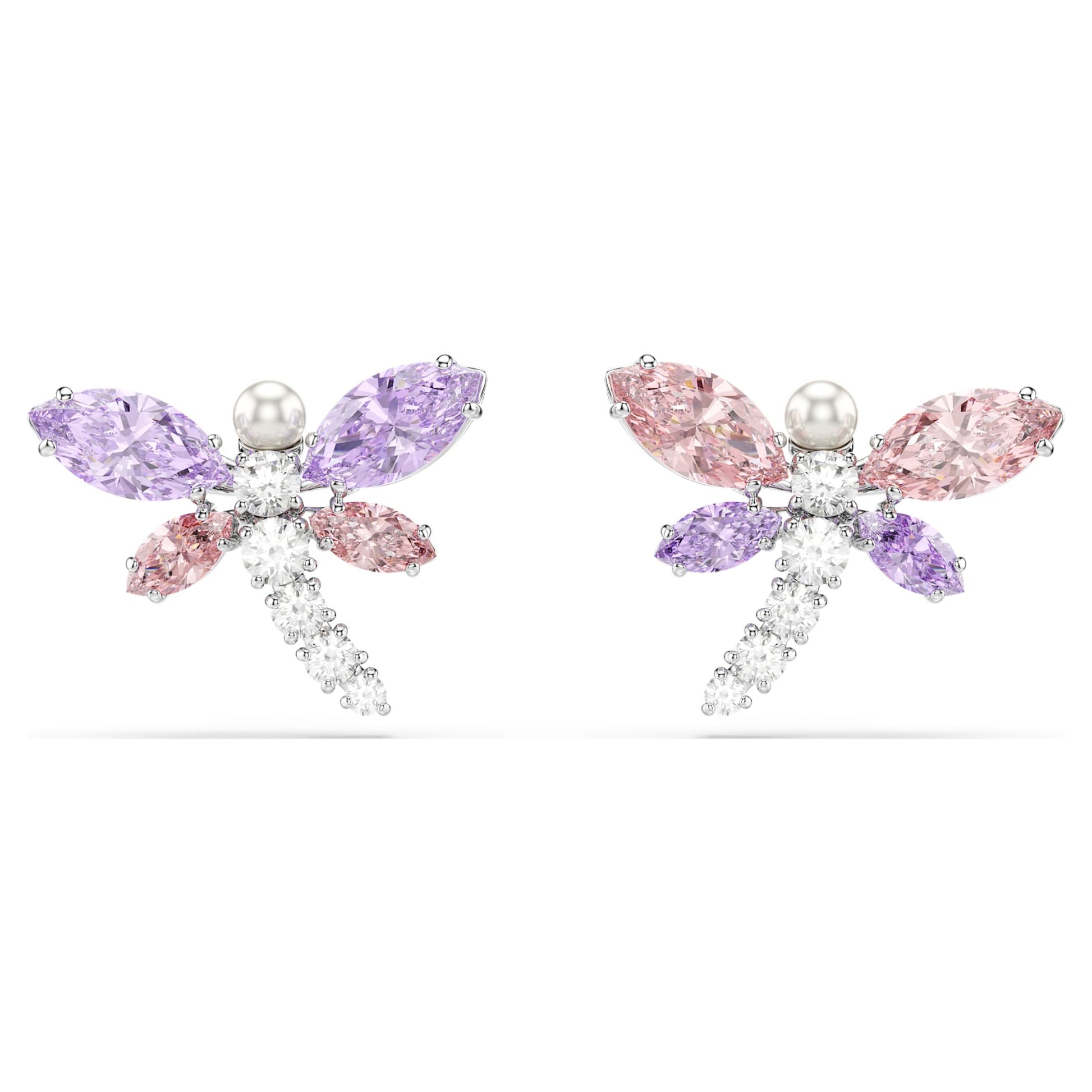 Swarovski Ariana Grande x Swarovski stud earrings Mixed cuts, Dragonfly, Multicolored, Rhodium plated 5737371
