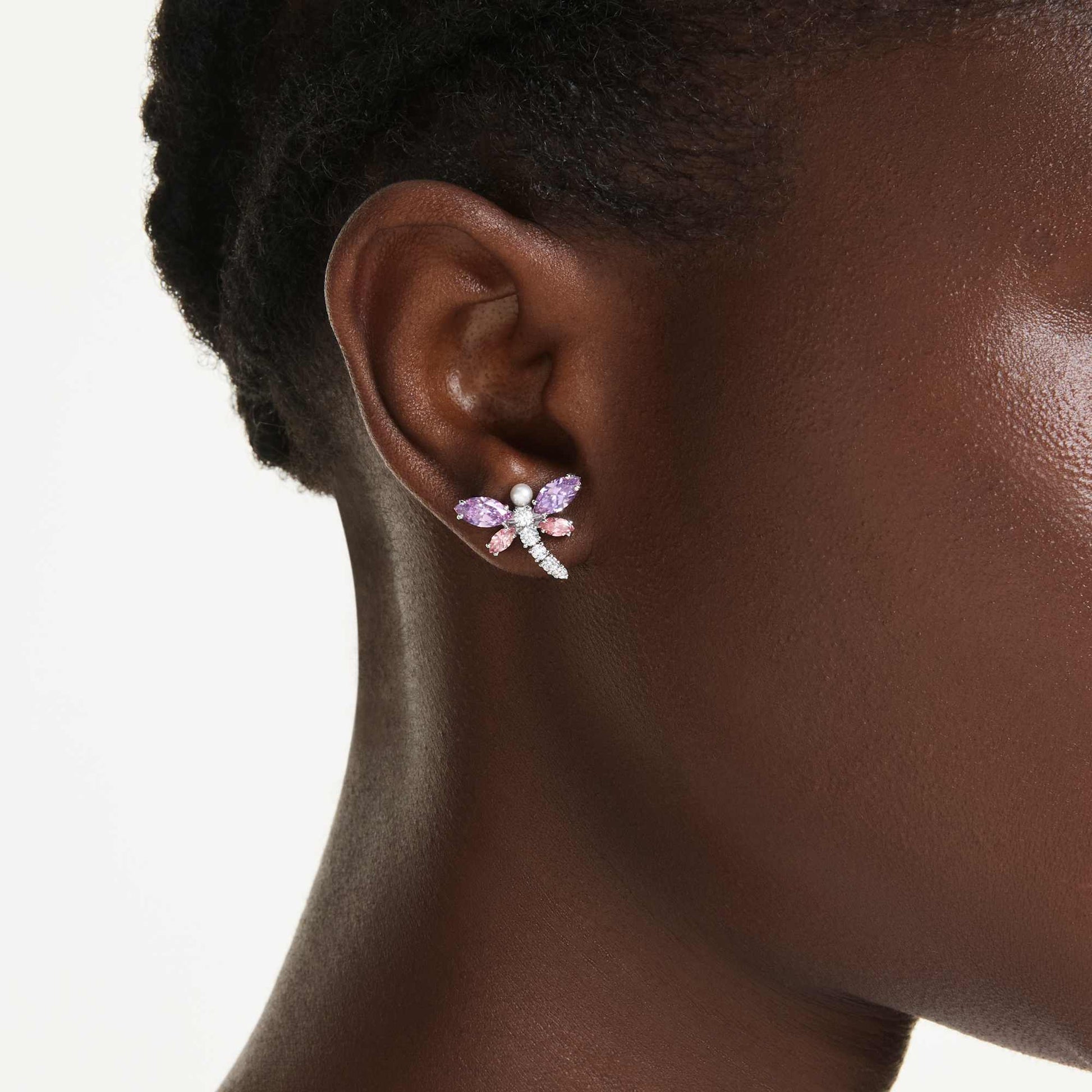 Swarovski Ariana Grande x Swarovski stud earrings Mixed cuts, Dragonfly, Multicolored, Rhodium plated 5737371