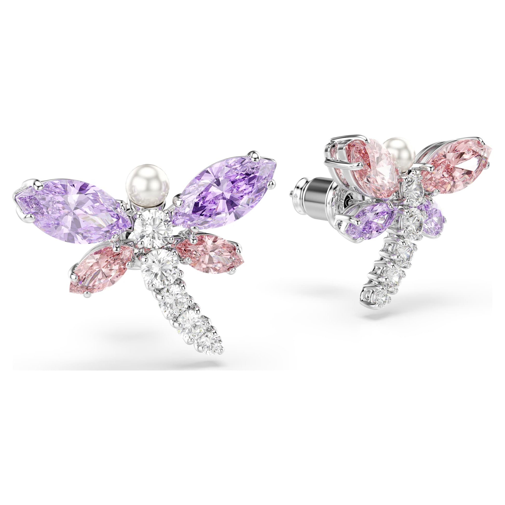 Swarovski Ariana Grande x Swarovski stud earrings Mixed cuts, Dragonfly, Multicolored, Rhodium plated 5737371