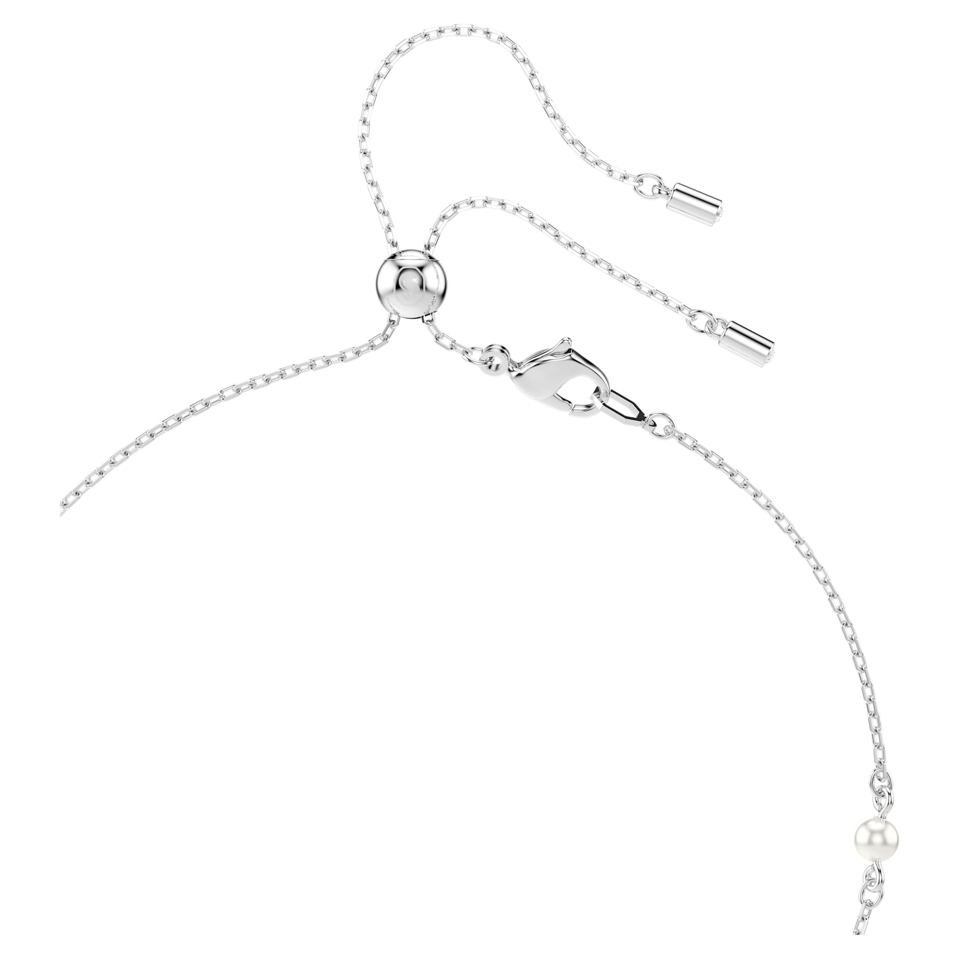 Swarovski Ariana Grande x Swarovski Y necklace Mixed cuts, Crystal pearl, Heart, White, Rhodium plated 5720855