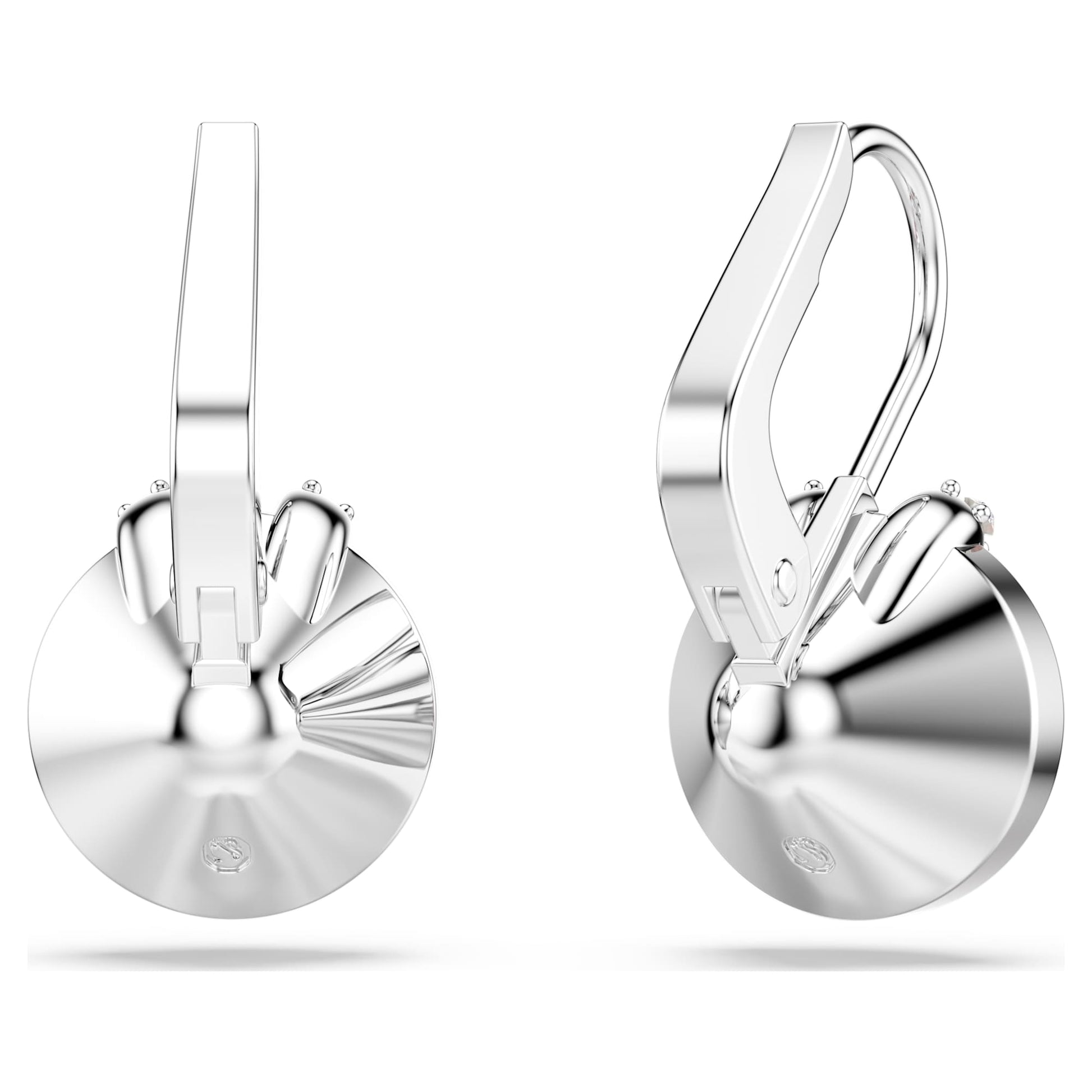 Swarovski Bella V drop earrings Round cut, Pink, Rhodium plated 5734235