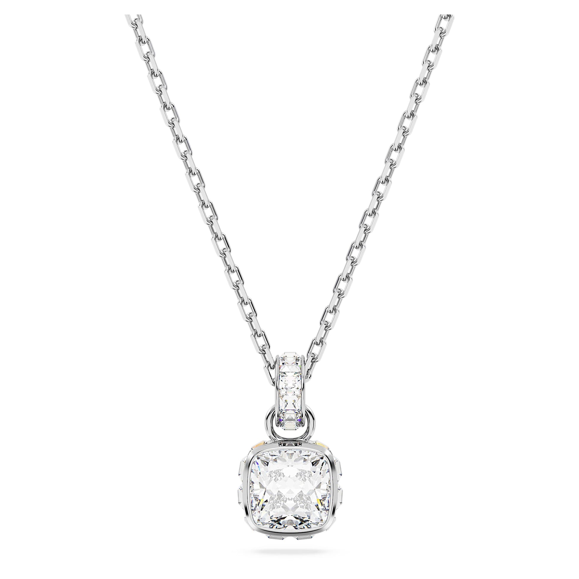 Swarovski Birthstone pendant Square cut, April, White, Rhodium plated 5651704