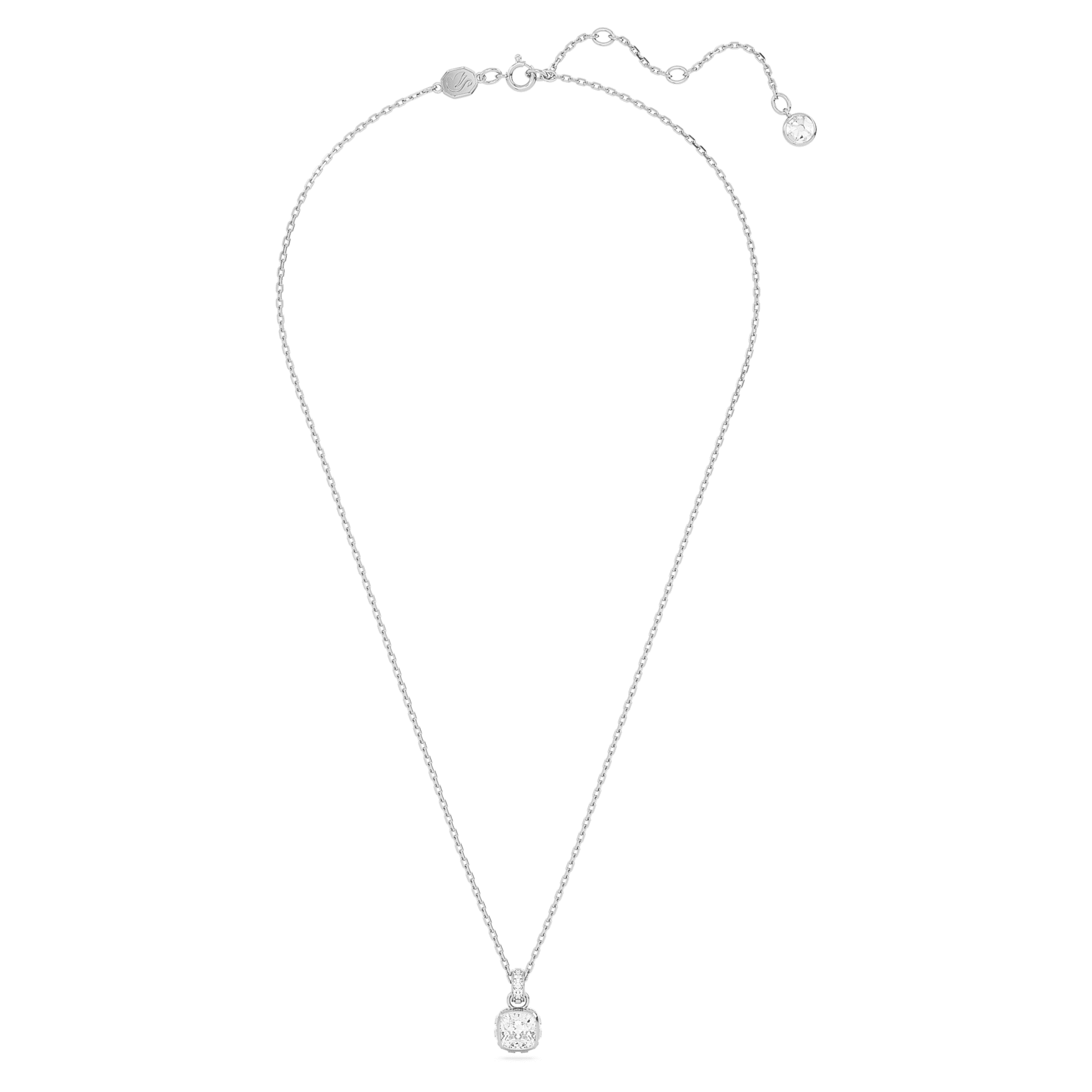 Swarovski Birthstone pendant Square cut, April, White, Rhodium plated 5651704