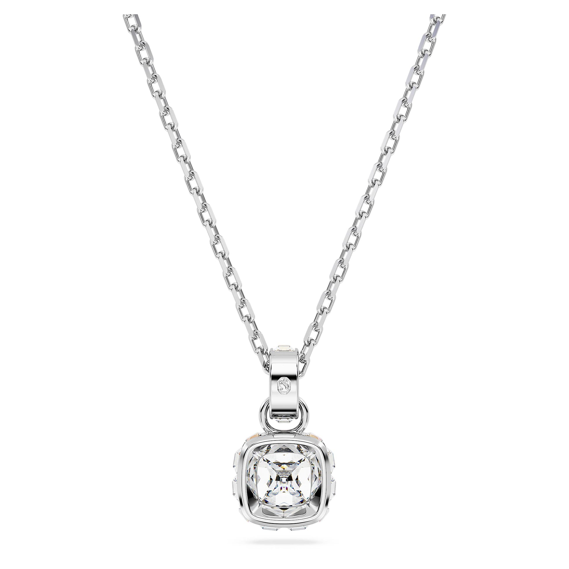 Swarovski Birthstone pendant Square cut, April, White, Rhodium plated 5651704
