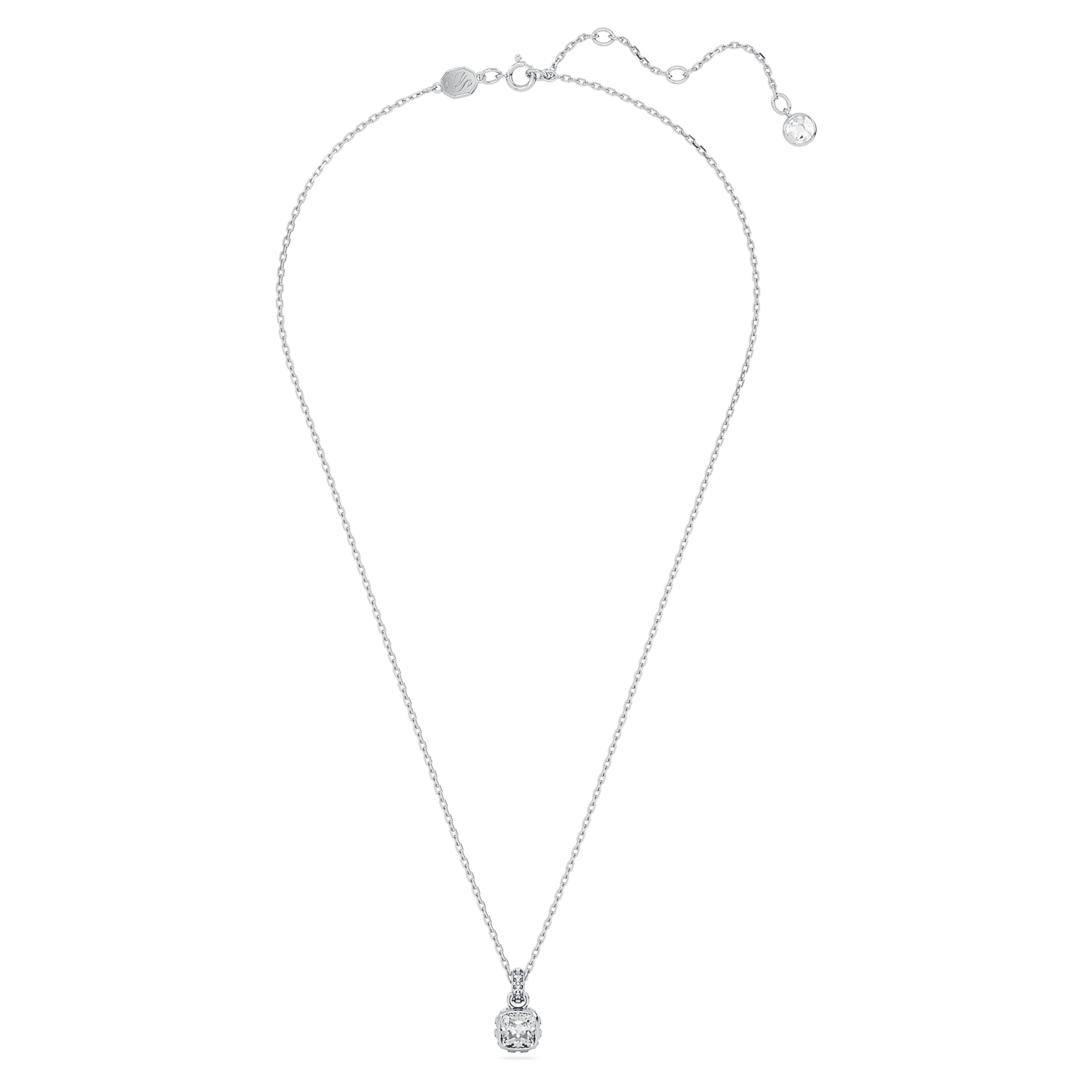 Swarovski Birthstone pendant Square cut, March, Blue, Rhodium plated 5651794
