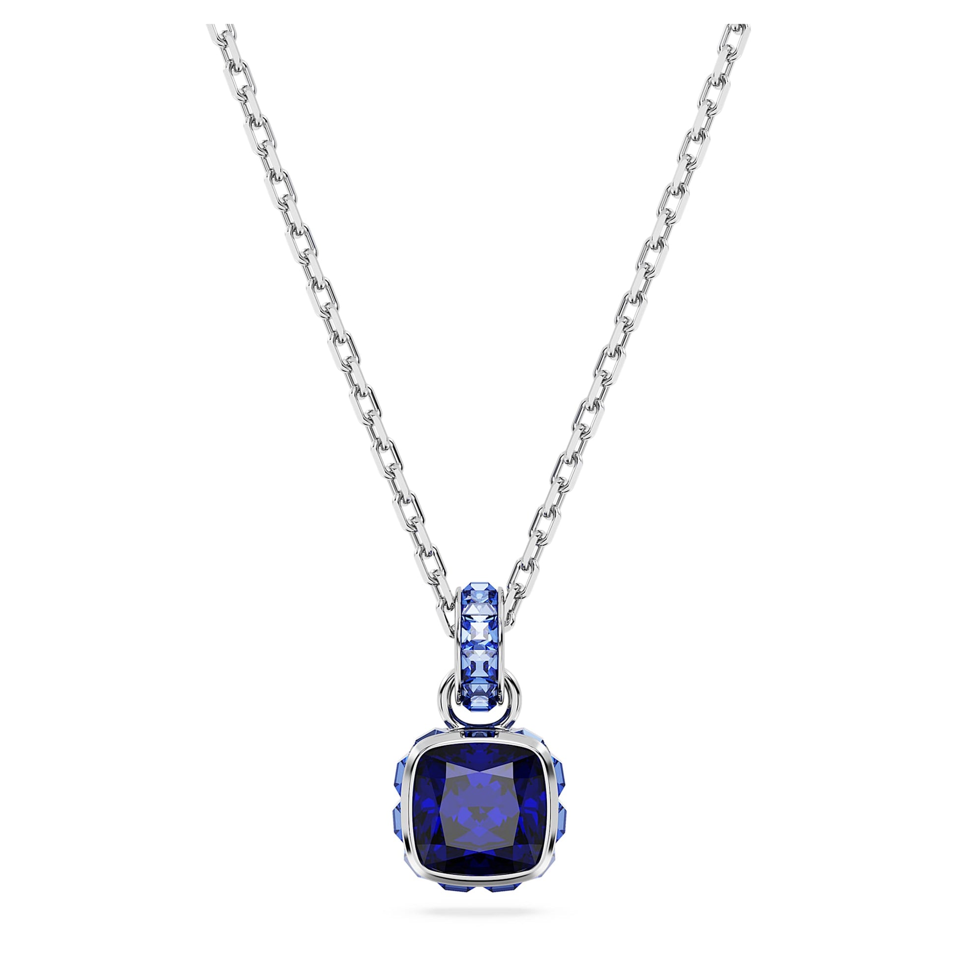 Swarovski Birthstone pendant Square cut, September, Blue, Rhodium plated 5651790