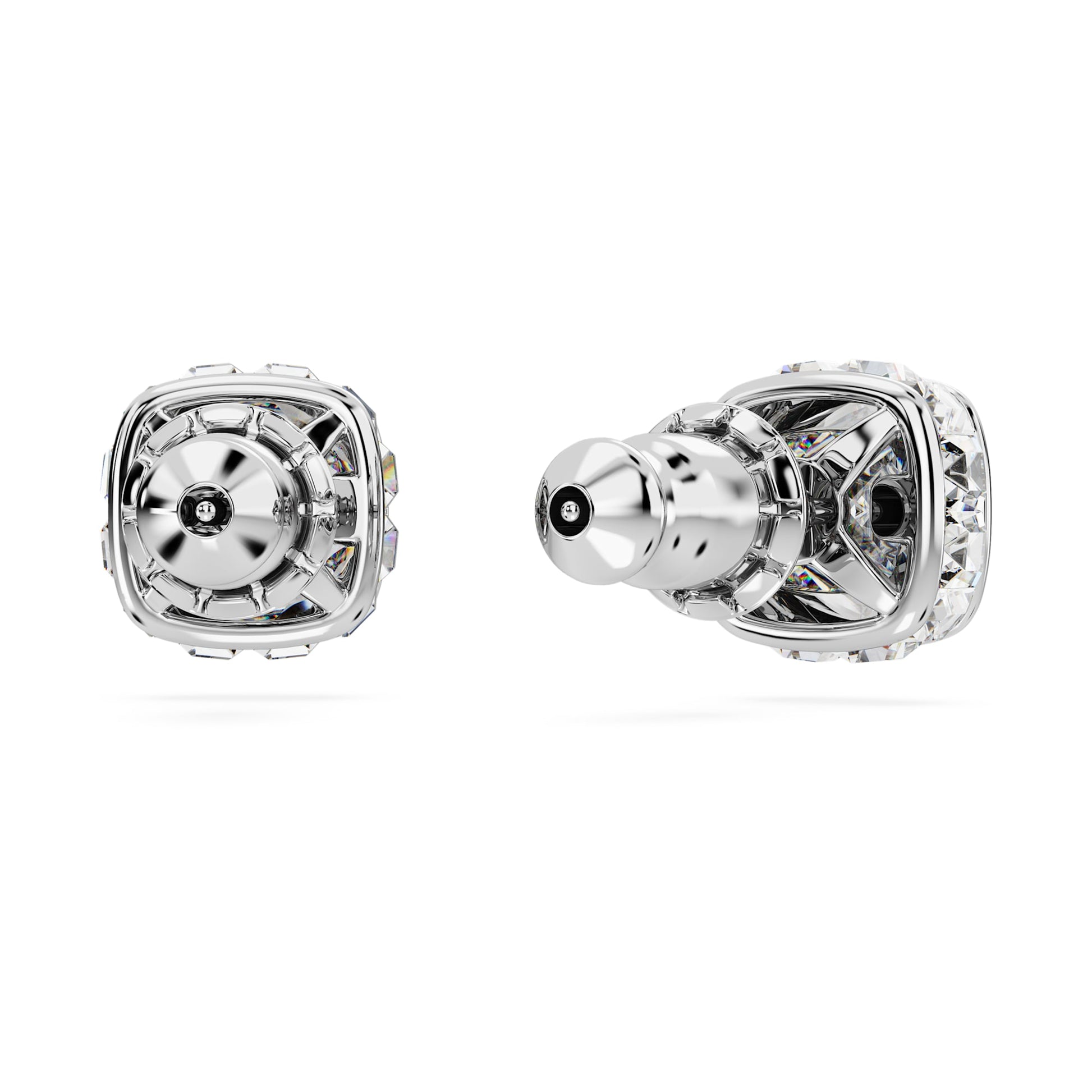 Swarovski Birthstone stud earrings Square cut, April, White, Rhodium plated 5661957
