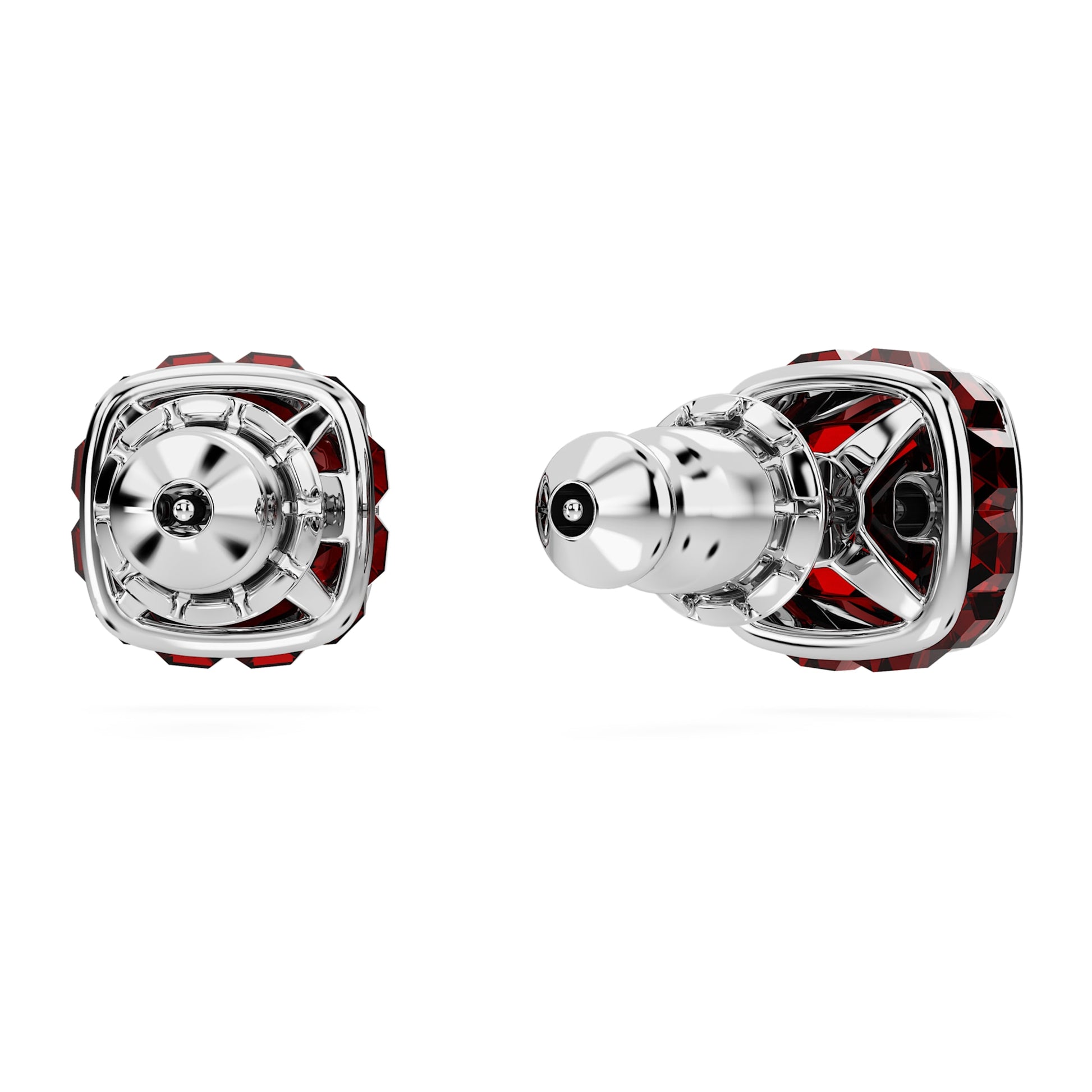Swarovski Birthstone stud earrings Square cut, January, Red, Rhodium plated 5660798