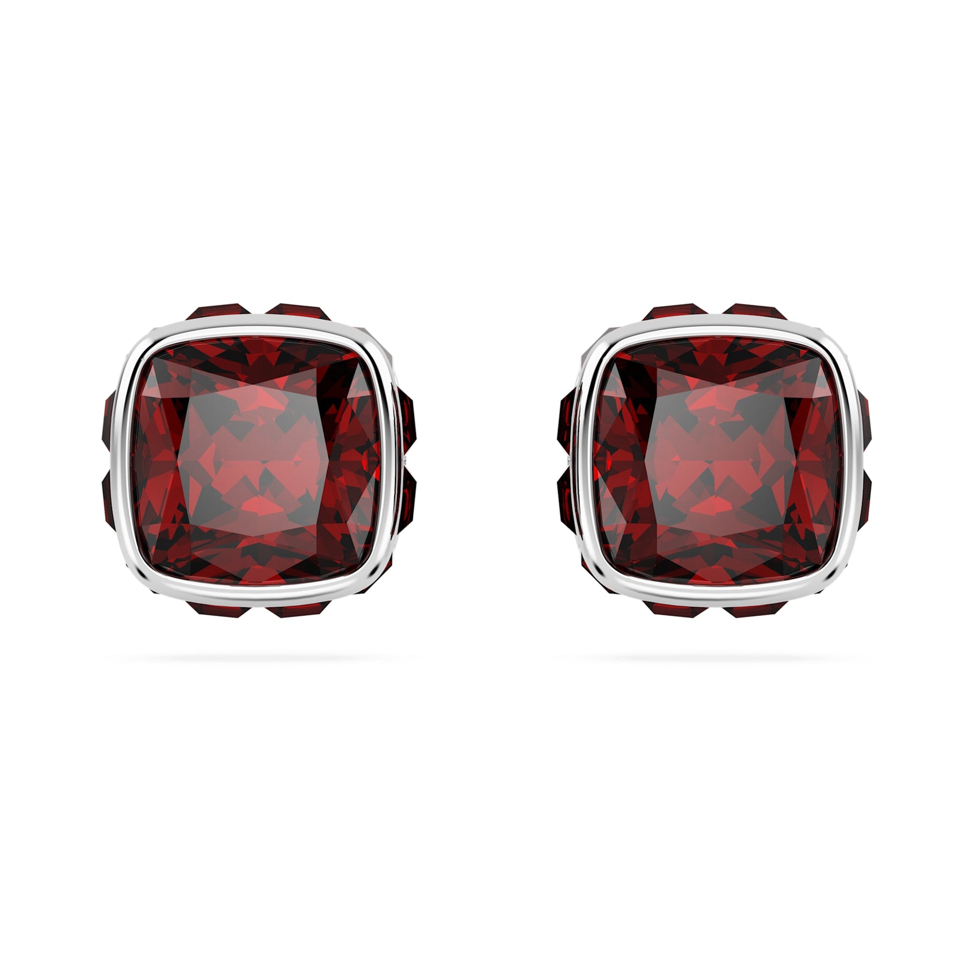 Swarovski Birthstone stud earrings Square cut, January, Red, Rhodium plated 5660798