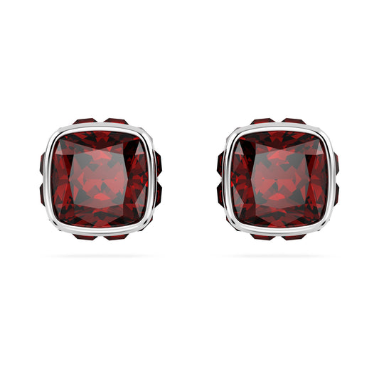 Swarovski Birthstone stud earrings Square cut, January, Red, Rhodium plated 5660798