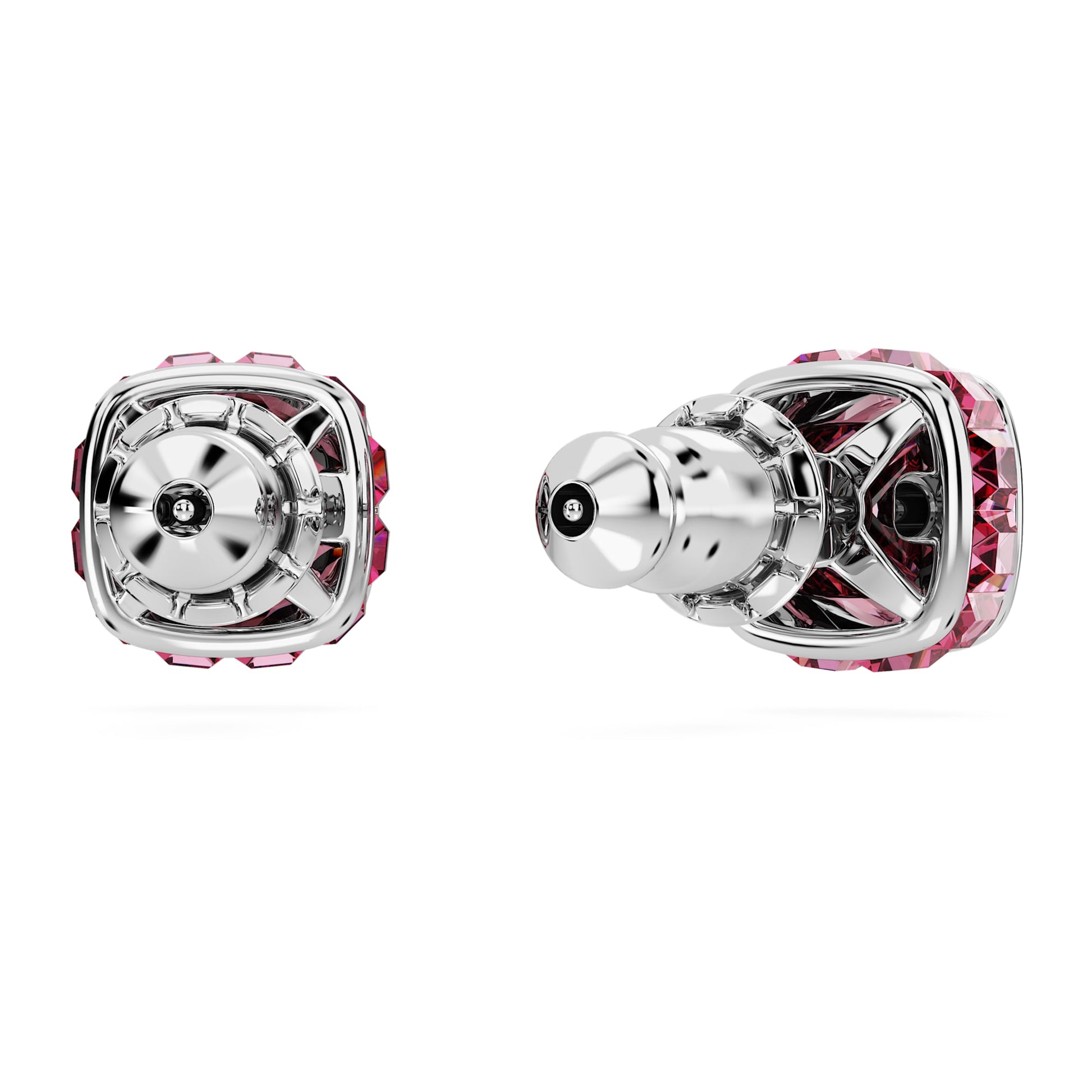 Swarovski Birthstone stud earrings Square cut, October, Pink, Rhodium plated 5661960