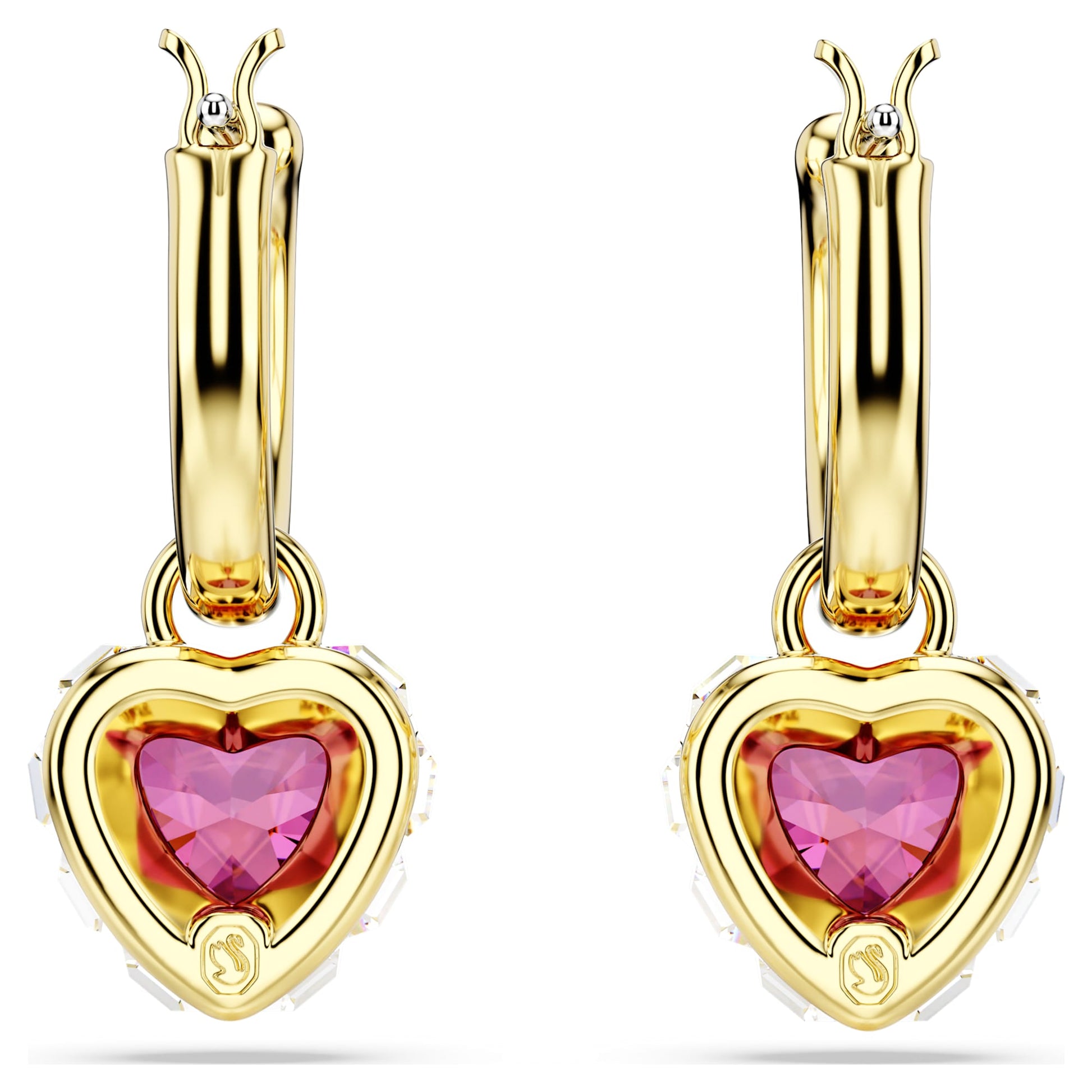 Swarovski Chroma drop earrings Heart, Red, Gold-tone plated 5684760