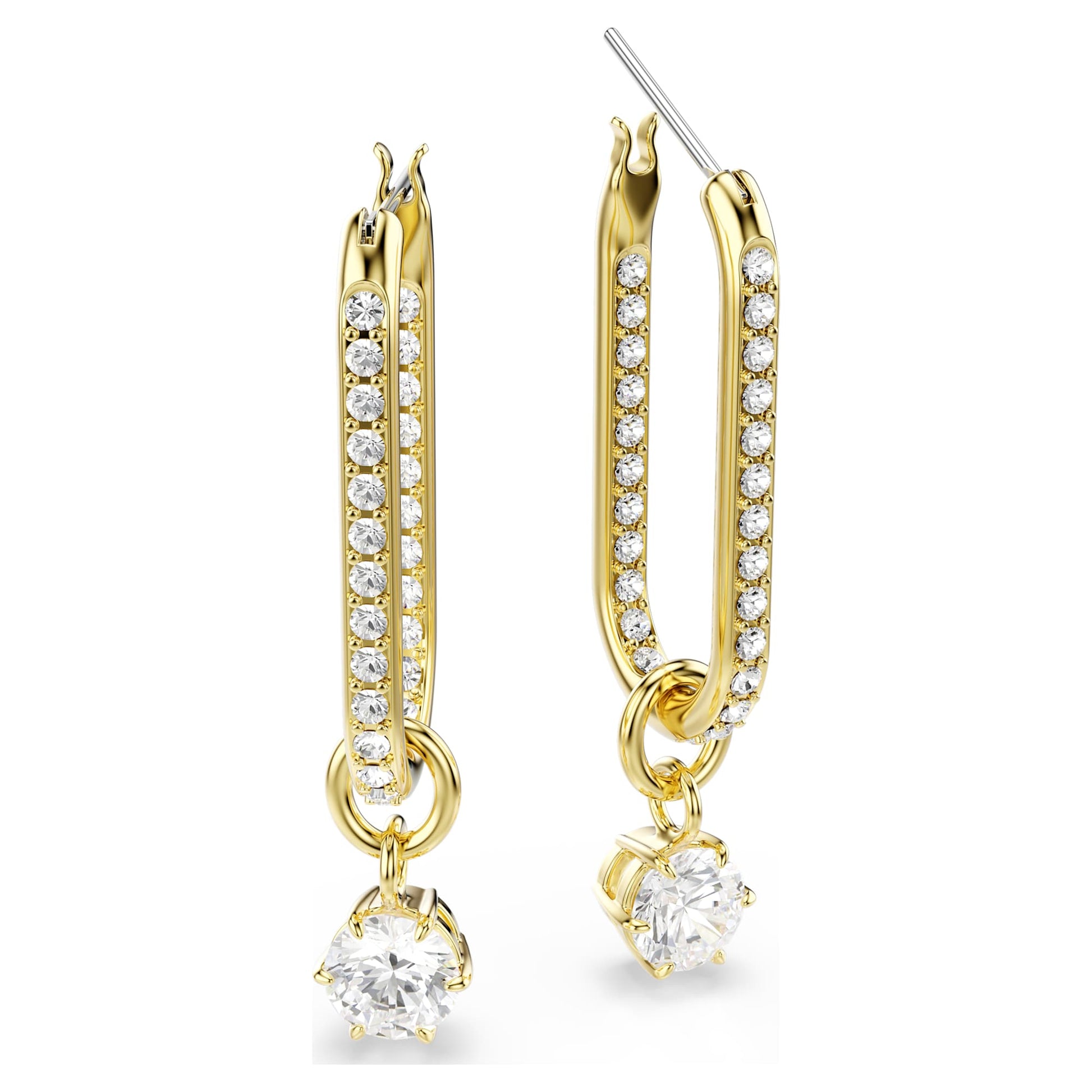 Swarovski Constella drop earrings Round cut, White, Gold-tone plated 5728587