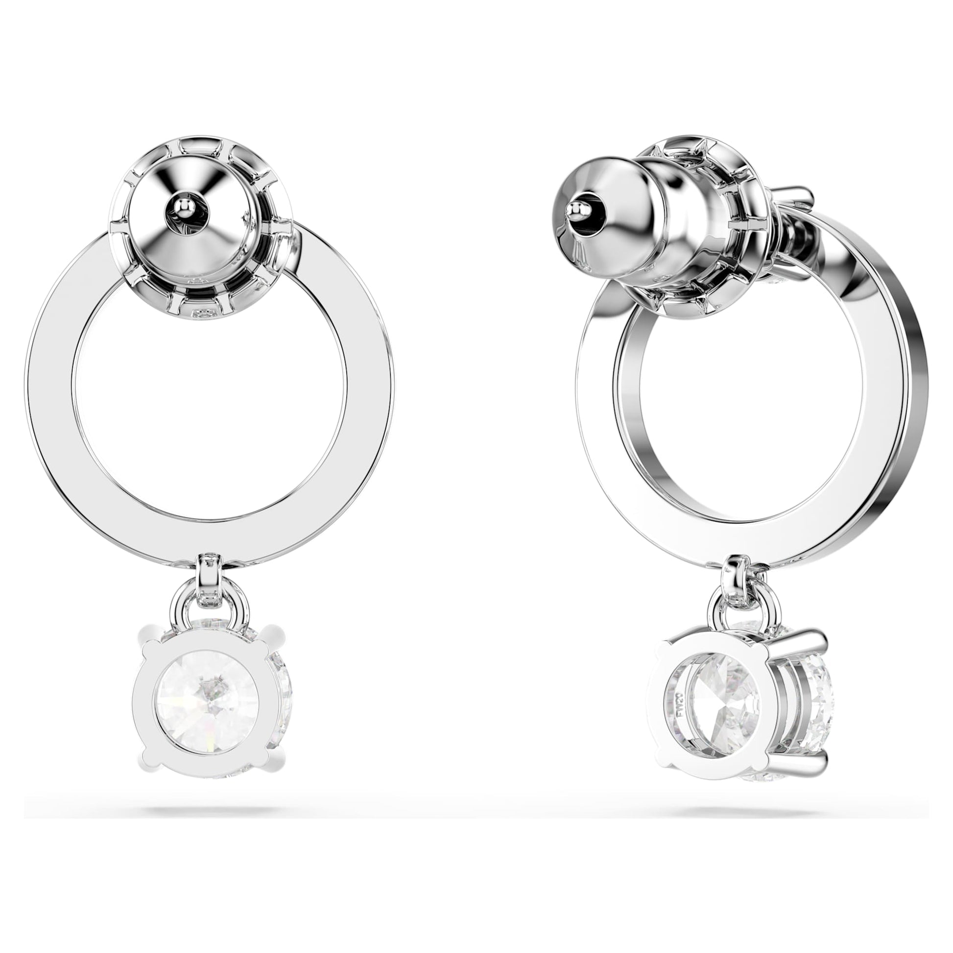 Swarovski Constella hoop earrings Round cut, White, Rhodium plated 5563278
