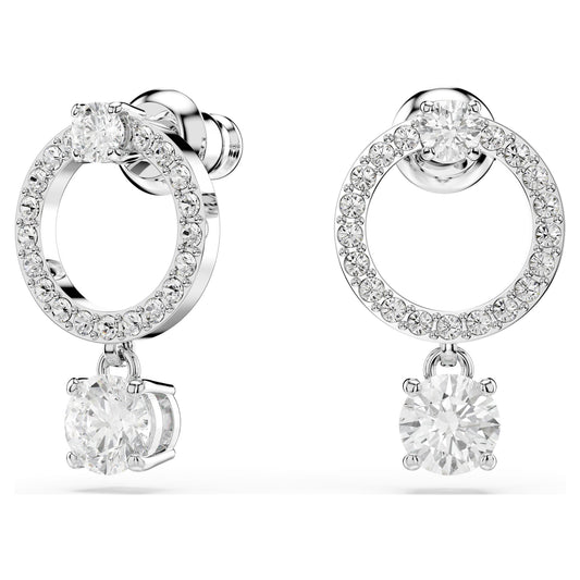 Swarovski Constella hoop earrings Round cut, White, Rhodium plated 5563278