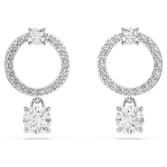 Swarovski Constella hoop earrings Round cut, White, Rhodium plated 5563278