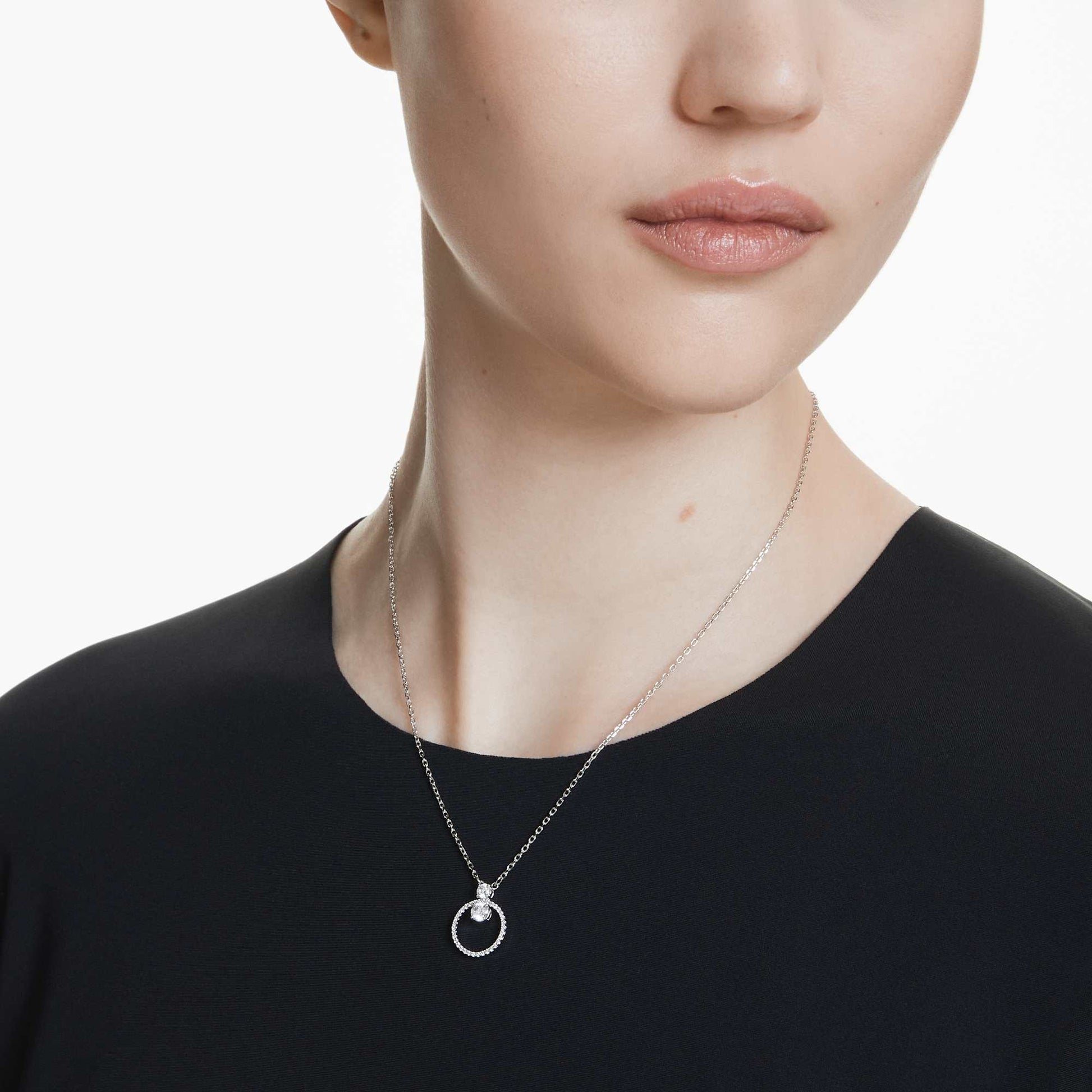 Swarovski Constella pendant Pave, Round cut, White, Rhodium plated 5692261