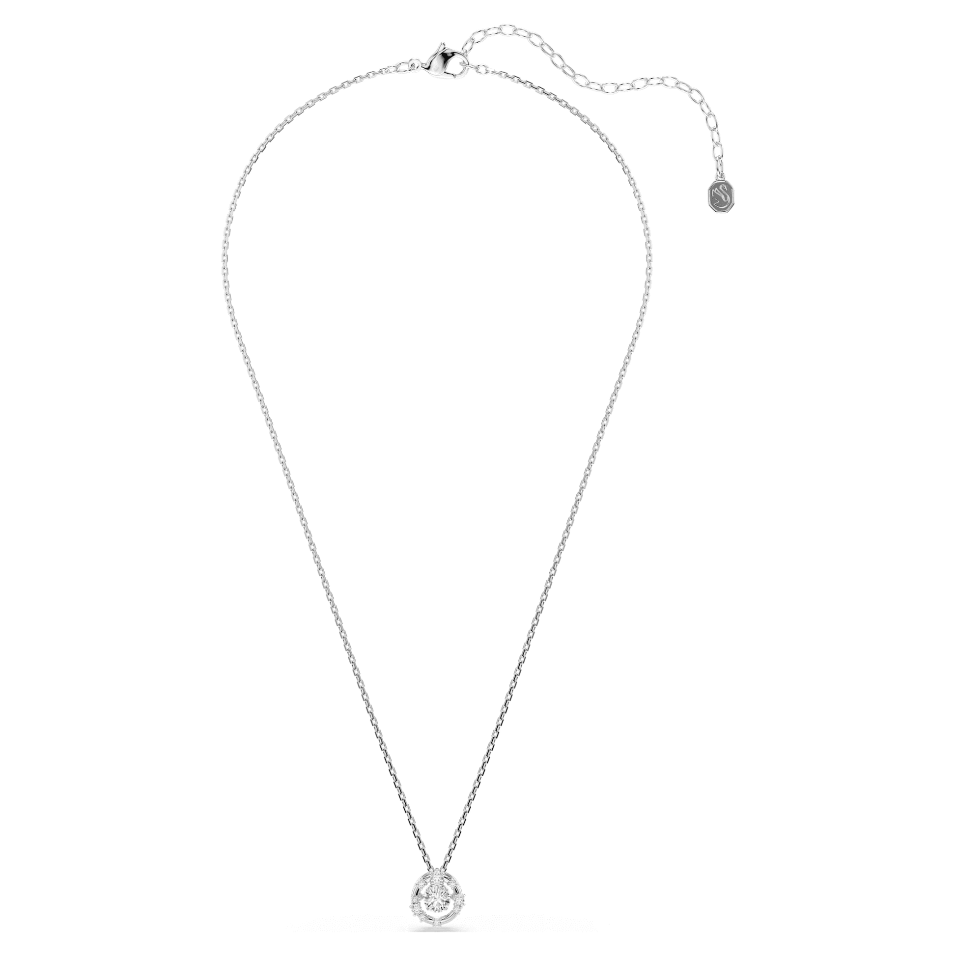 Swarovski Constella pendant Round cut, Dancing stone, White, Rhodium plated 5738247