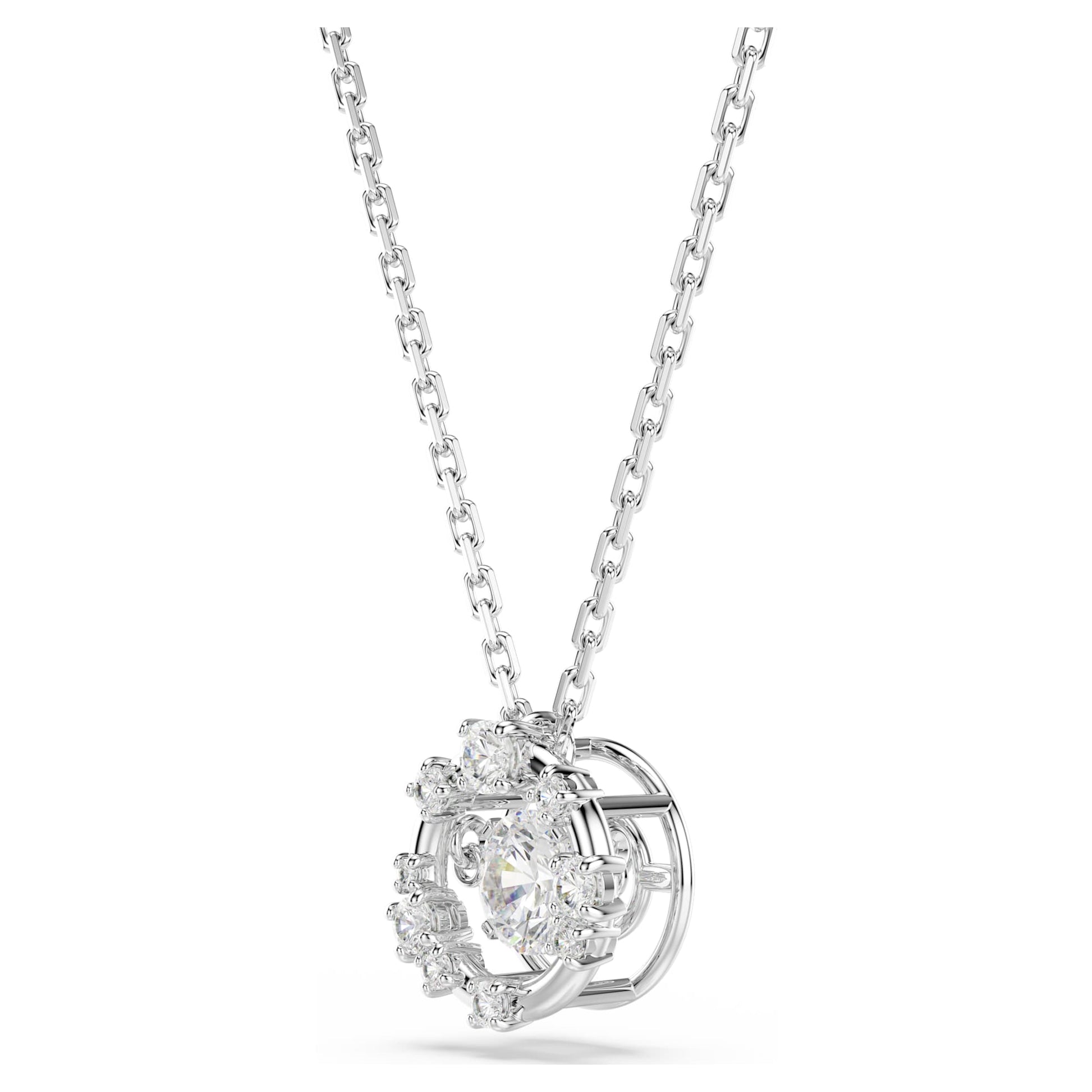Swarovski Constella pendant Round cut, Dancing stone, White, Rhodium plated 5738247