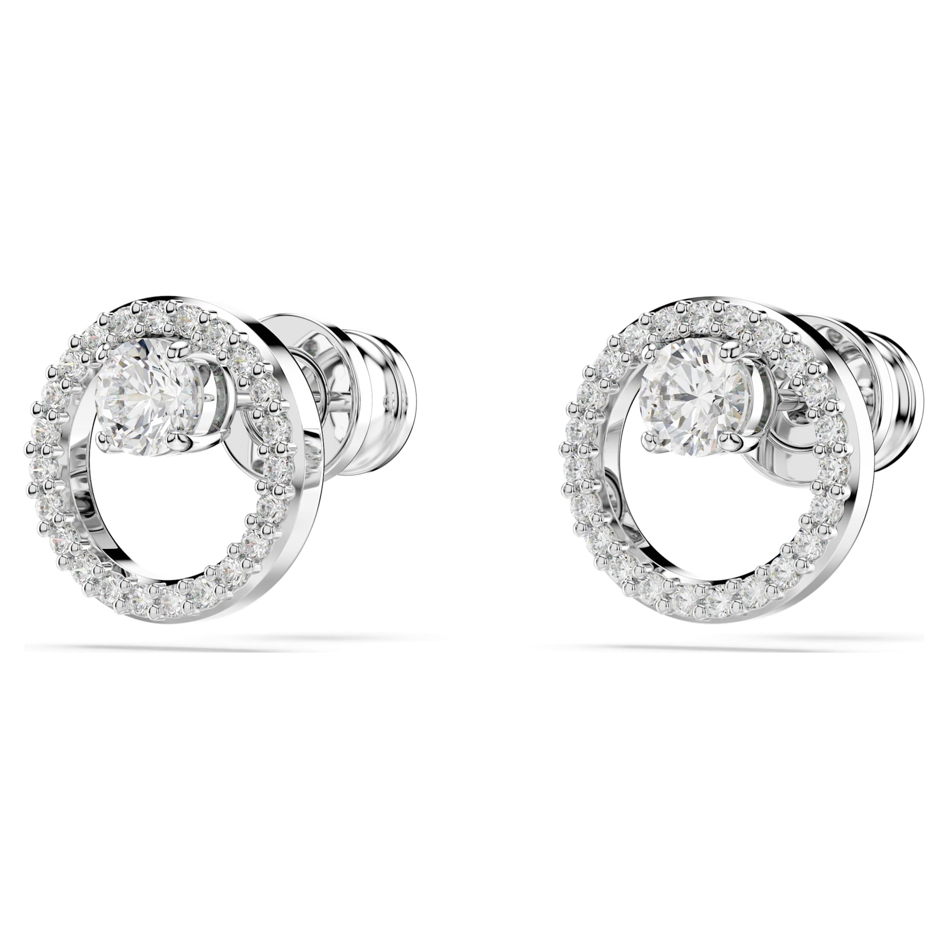 Swarovski Constella stud earrings Round cut, White, Rhodium plated 5692262