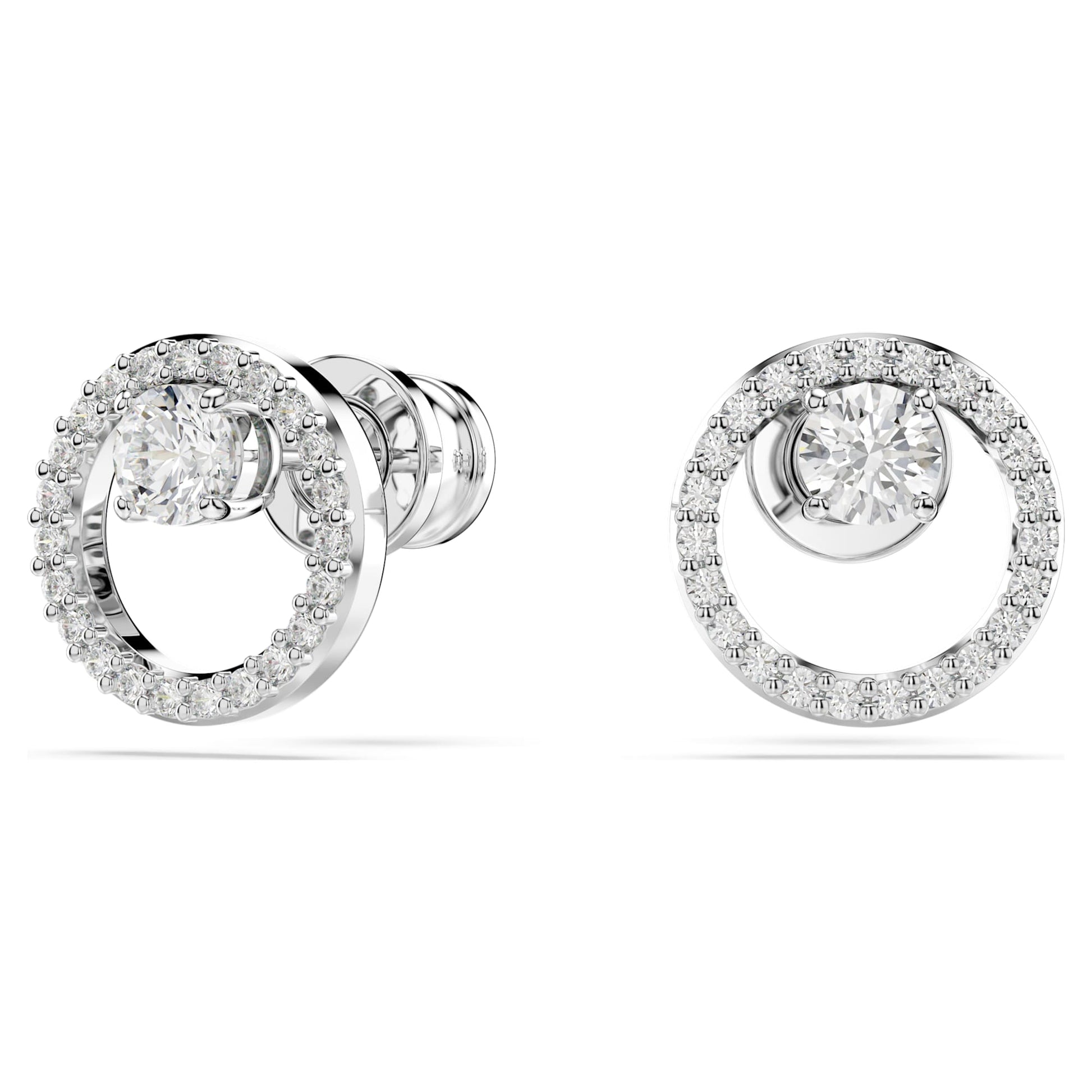 Swarovski Constella stud earrings Round cut, White, Rhodium plated 5692262