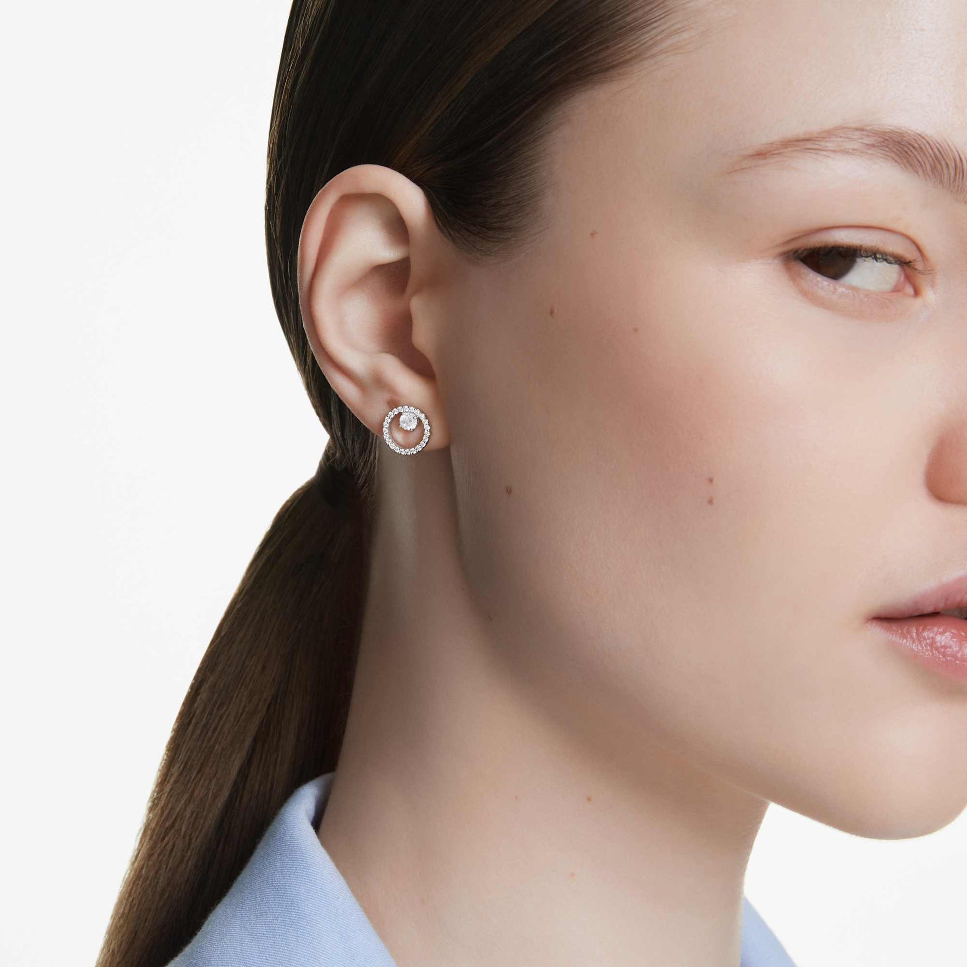 Swarovski Constella stud earrings Round cut, White, Rhodium plated 5692262
