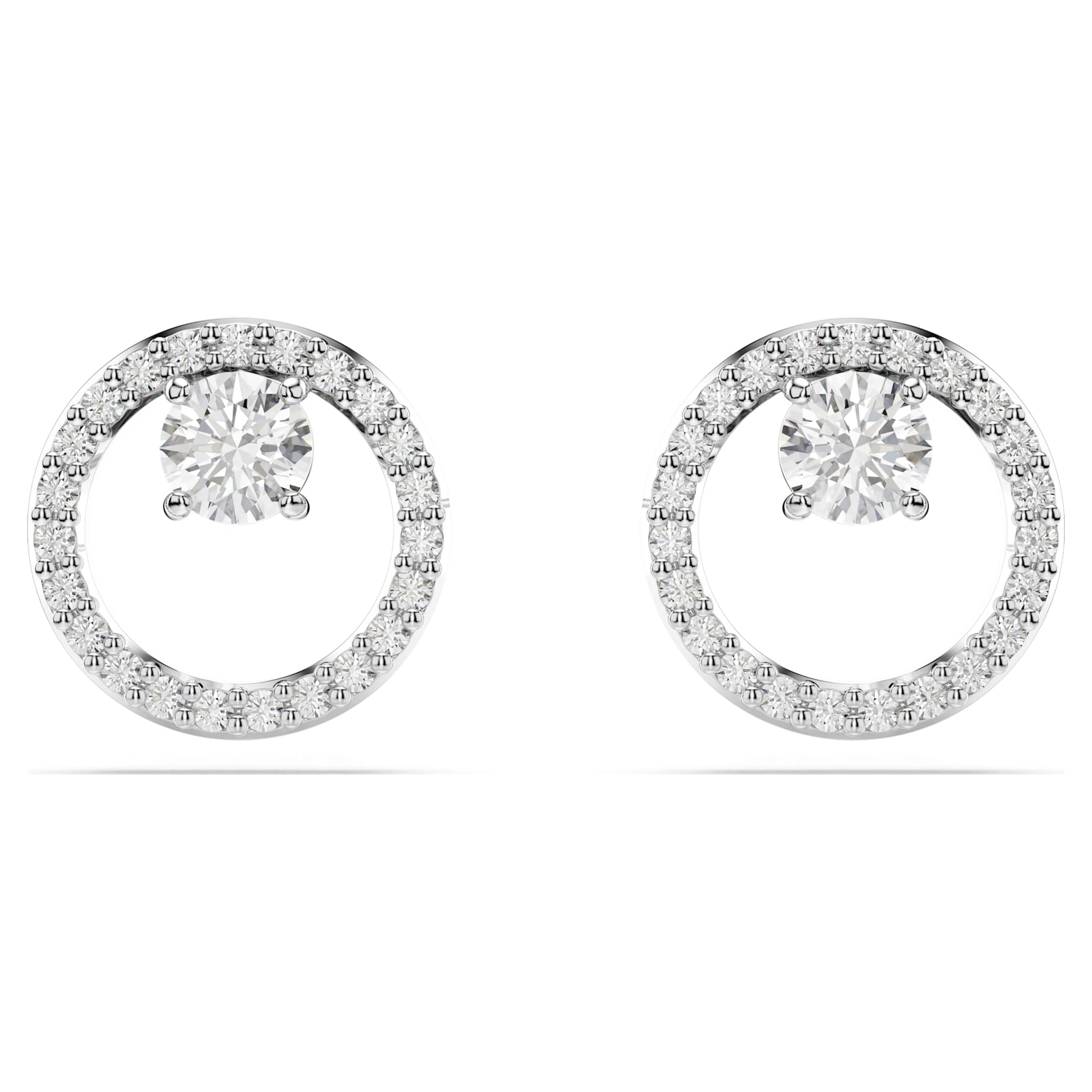 Swarovski Constella stud earrings Round cut, White, Rhodium plated 5692262