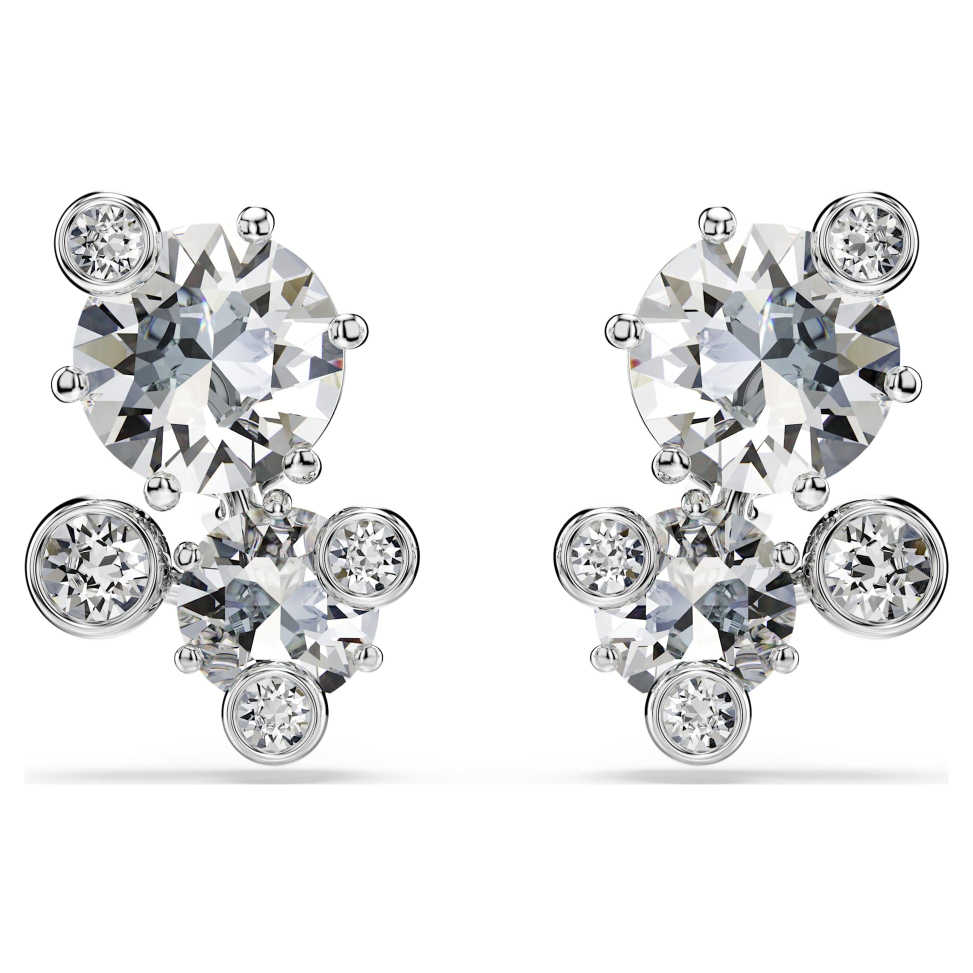 Swarovski Constella stud earrings Round cut, White, Rhodium plated 5732253