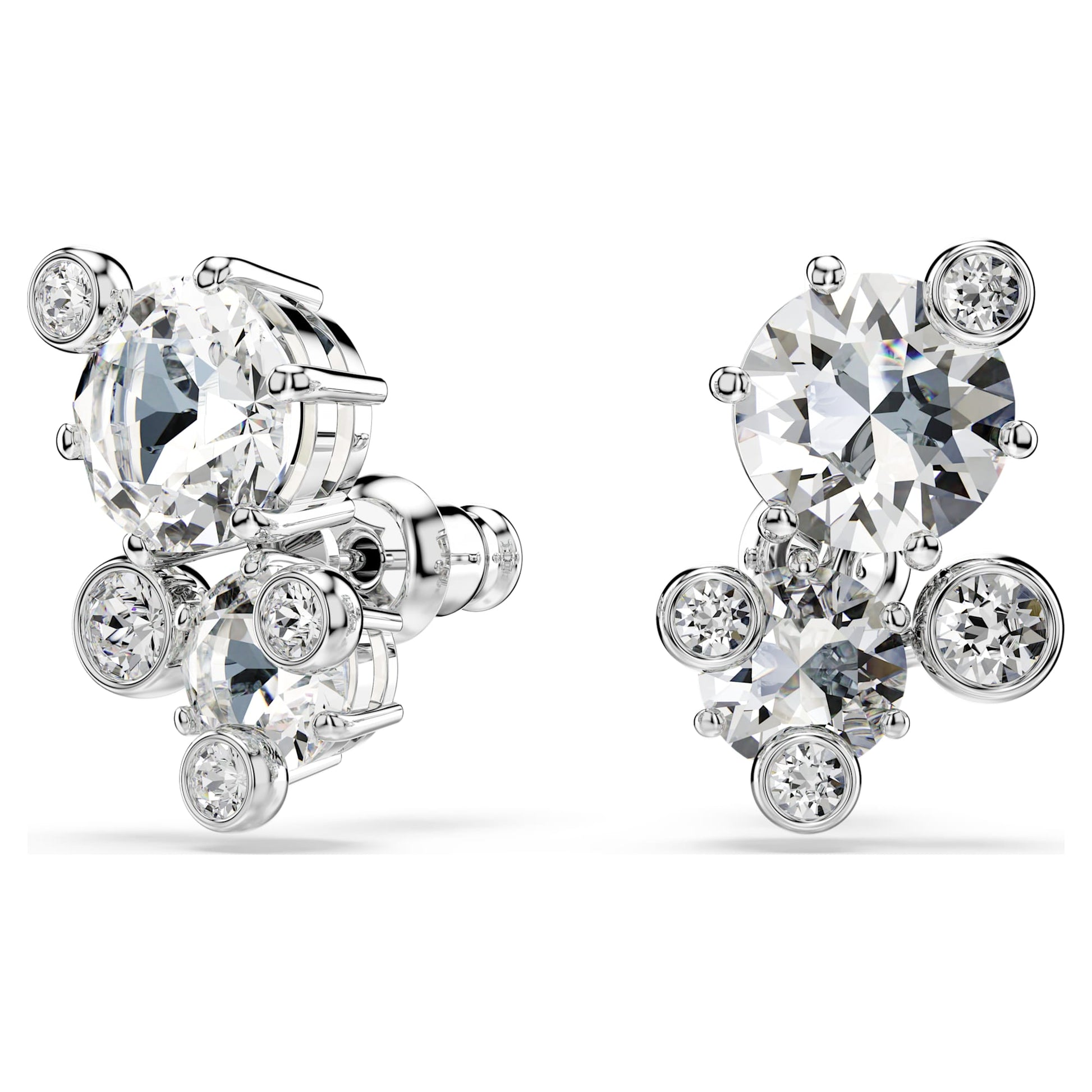 Swarovski Constella stud earrings Round cut, White, Rhodium plated 5732253