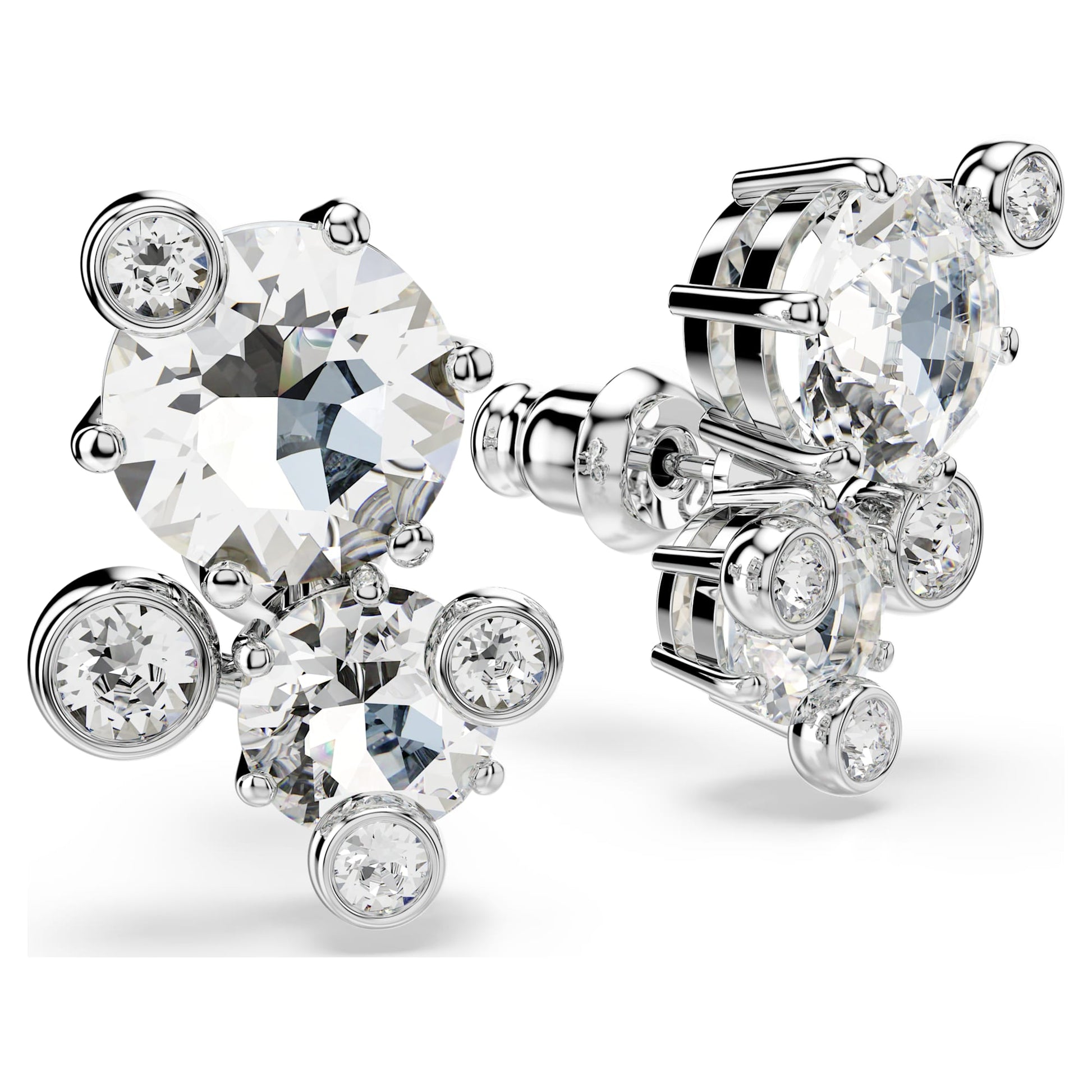 Swarovski Constella stud earrings Round cut, White, Rhodium plated 5732253